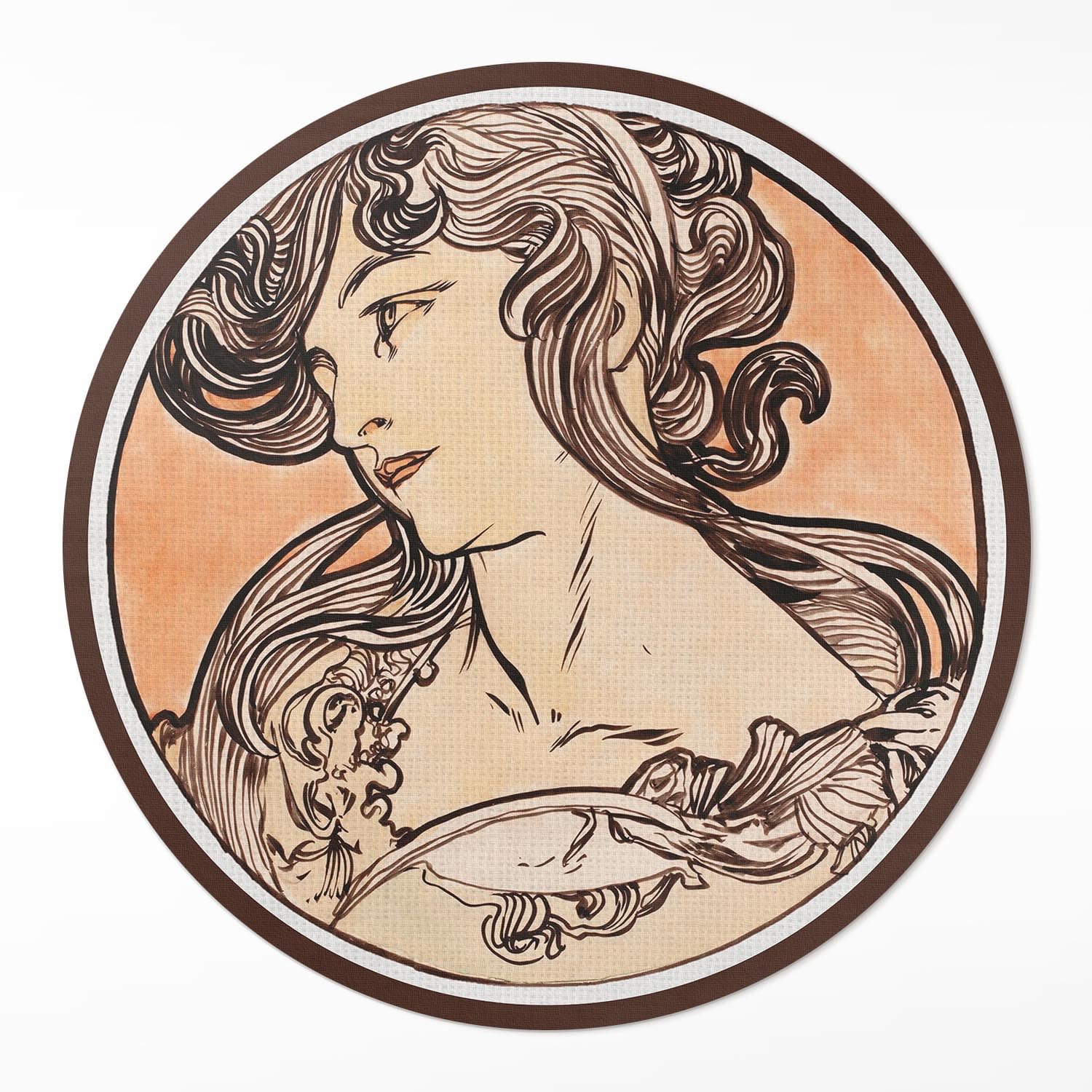 Tapis Vinyle ø80 cm Alfons Mucha - Tapis rond en PVC pour salon et chambre