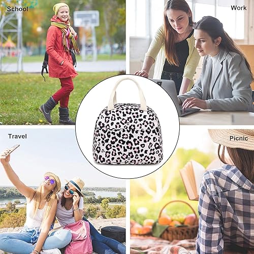 Miniatura 5 de Bolsa de almuerzo con aislamiento de leopardo para mujeres y niñas, lonchera reutilizable para adultos, niños, escuela, trabajo, viajes