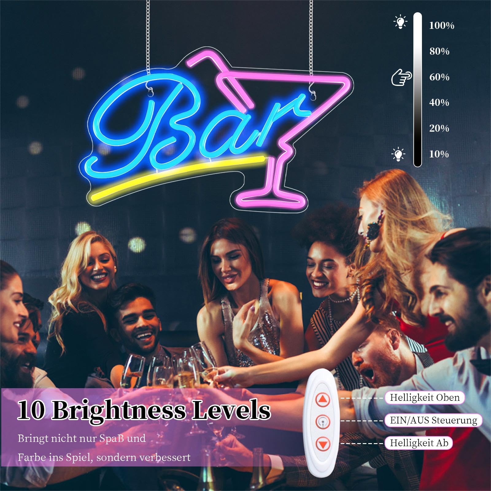 Insegna a LED Bar Insegne al neon Bevande Luci a led Tiki Bar Lampade da parete decorative notturne Decorazione per feste Luce USB Luminosità regolabile