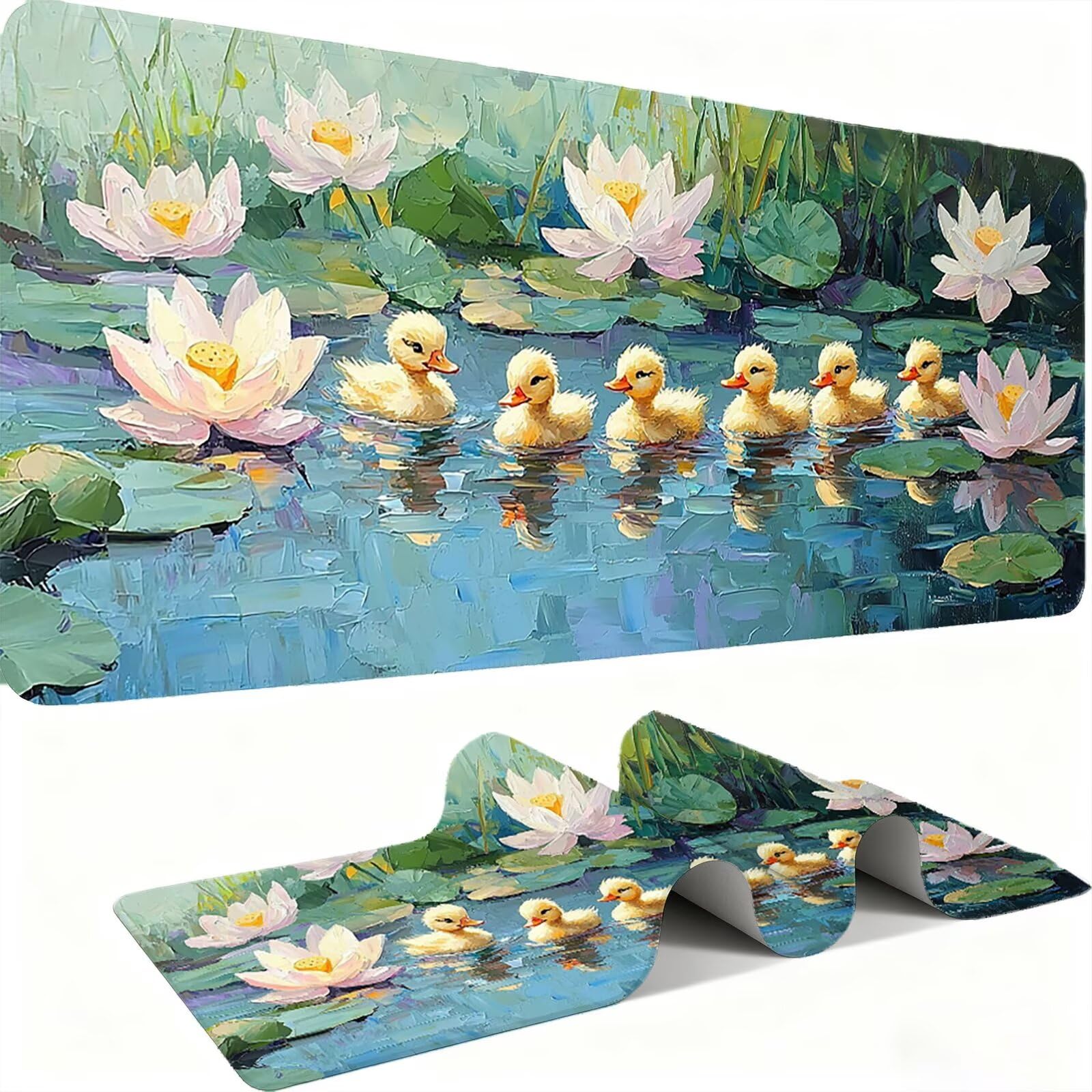Tapis de Souris XXL 1500x800mm Desk Mat, Large Tapis de Bureau Multifonctionnel et Etendu, Protection Bureau avec Base Anti-Dérapage, pour Tous Types de Souris Maison Gaming - Le Canard Lotus C0P-952