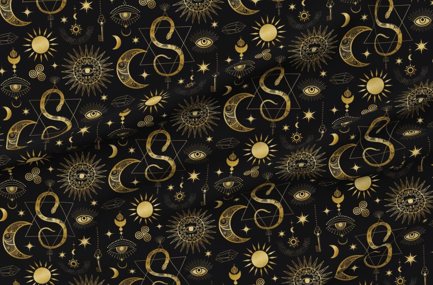 Spoonflower Fabric - Celestial Magic Mystery Pattern Dark Sun Gothic Halloween Witch Printed on Minky Fabric by The Yard - Sewing Baby Blankets Quilt Backing Plush