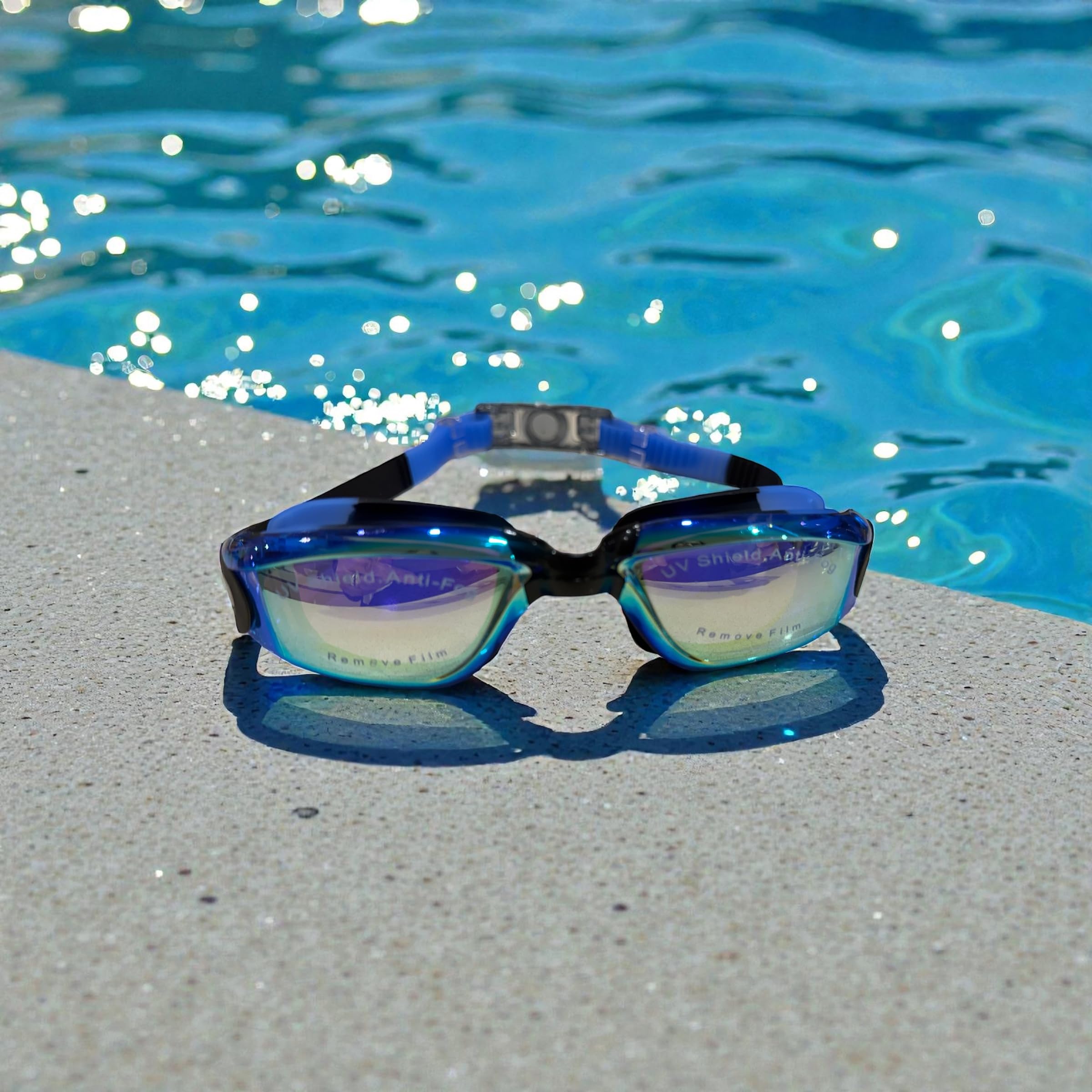 Adult Swimming Goggles, Open Water Goggles Swimming Anti Fog UV Protection No Leakage Clear Vision Easy to Adjust for Adults Men Women Teenagers
