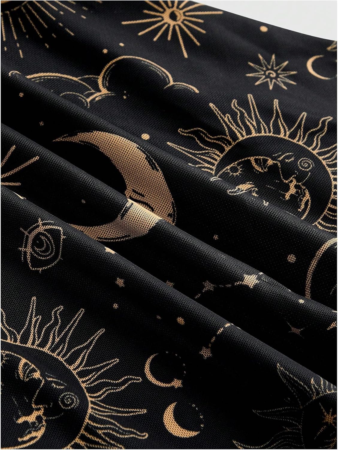 WDIRARA Women's Gothic Print Ruffle Off The Shoulder Dress Long Bell Sleeve Mesh Short Dresses - Image 4