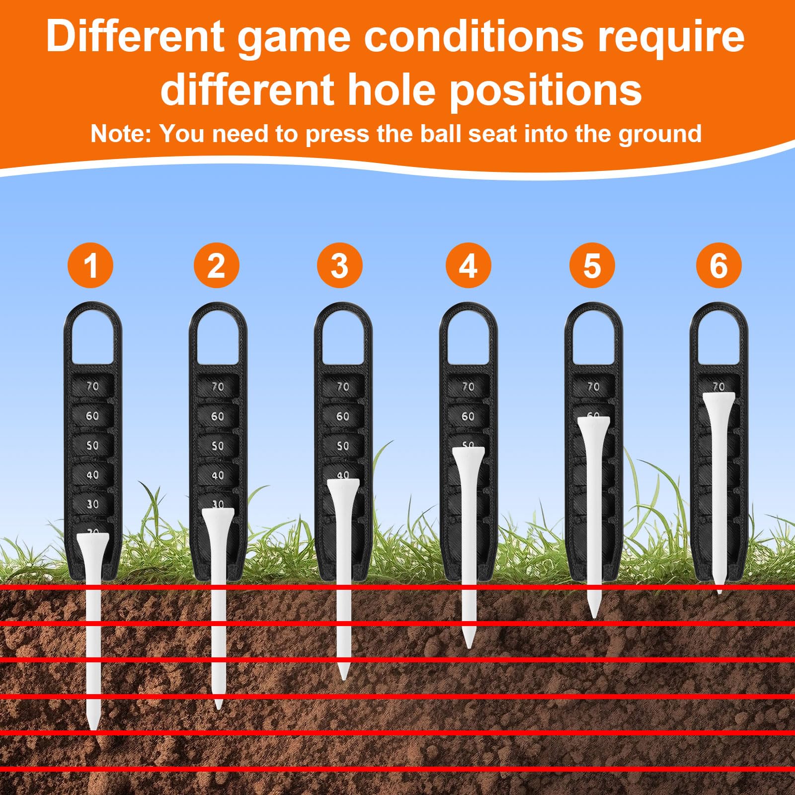 Lyreh Outil De Golf Réglable En Hauteur, Marqueur De Balle En Plastique, Noir, Aide D'entraînement Portable, Compagnon Essentiel Pour Des Balançoires Constantes