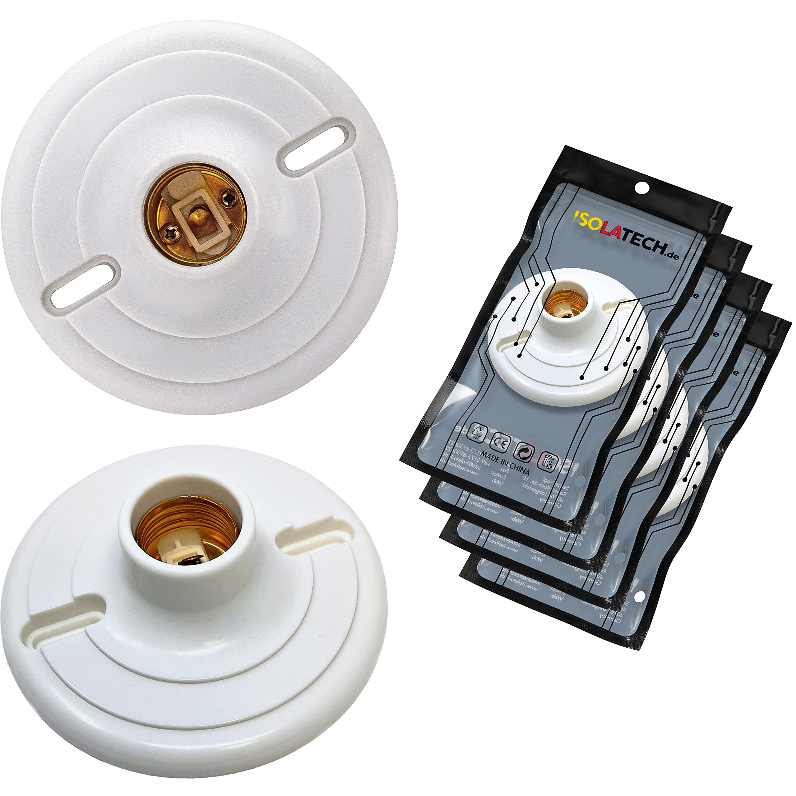 Portalampada E27 In Plastica Con Cavo Di Sospensione 1 M Bianco - Foto 2