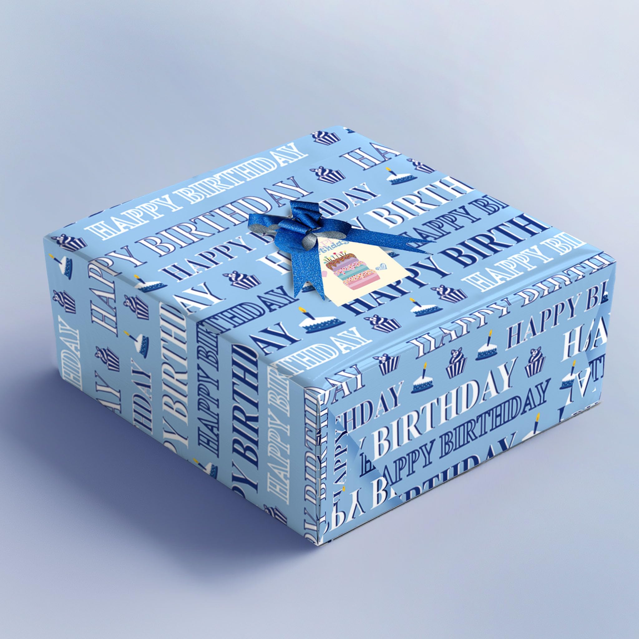Carta Da Regalo,Carta Da Regalo Compleanno 85 * 60cm Grande Formato Con 4 Mosca Blu,4 Biglietto Auguri,4 Etichettecarta Regalo Per Bambino Ragazze Ragazzi Donne Uomini