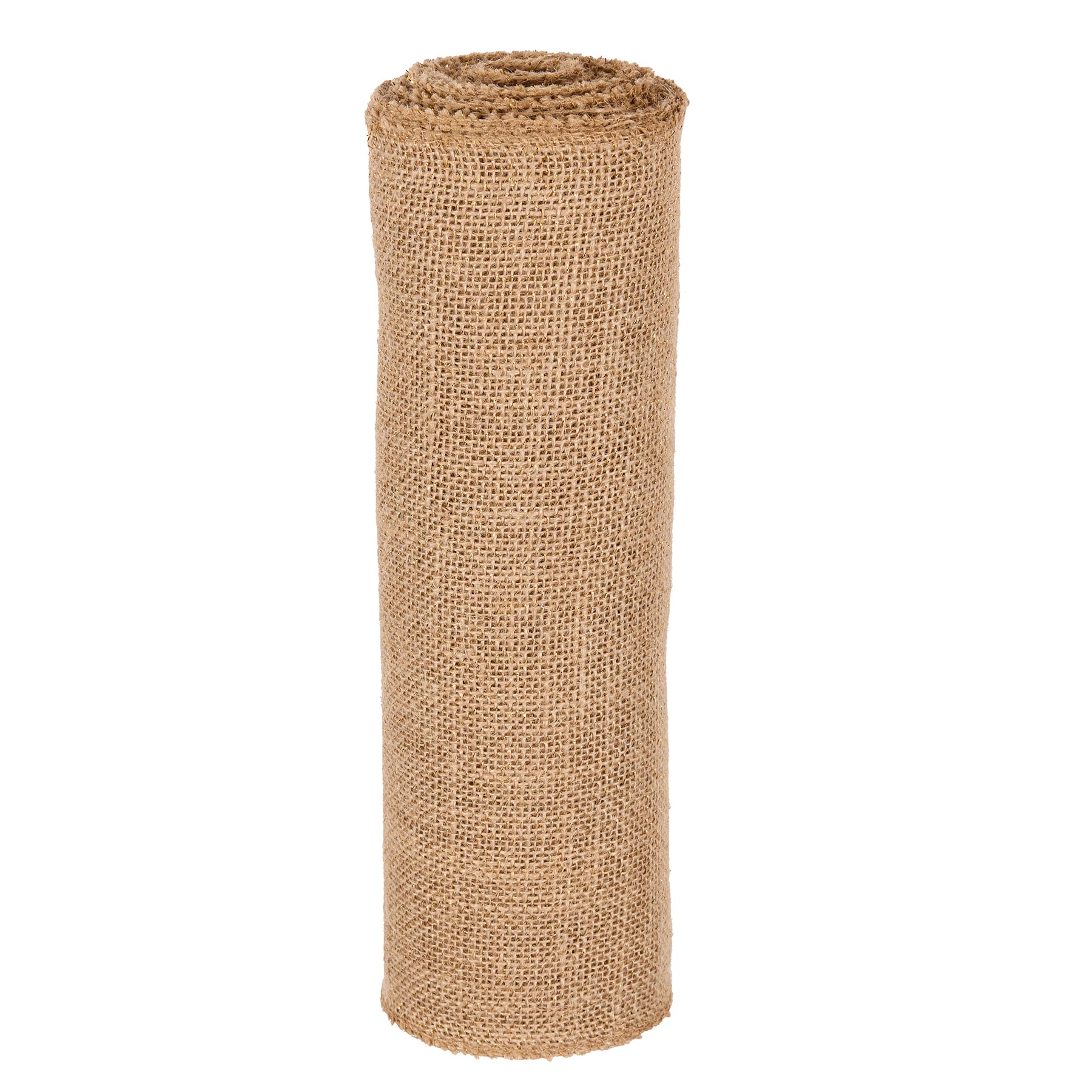 Runner da tavolo rotolo di tela di iuta filo dorato, bordi cuciti, 30 cm x 5 m per decorazione, matrimonio, festa, lavori manuali
