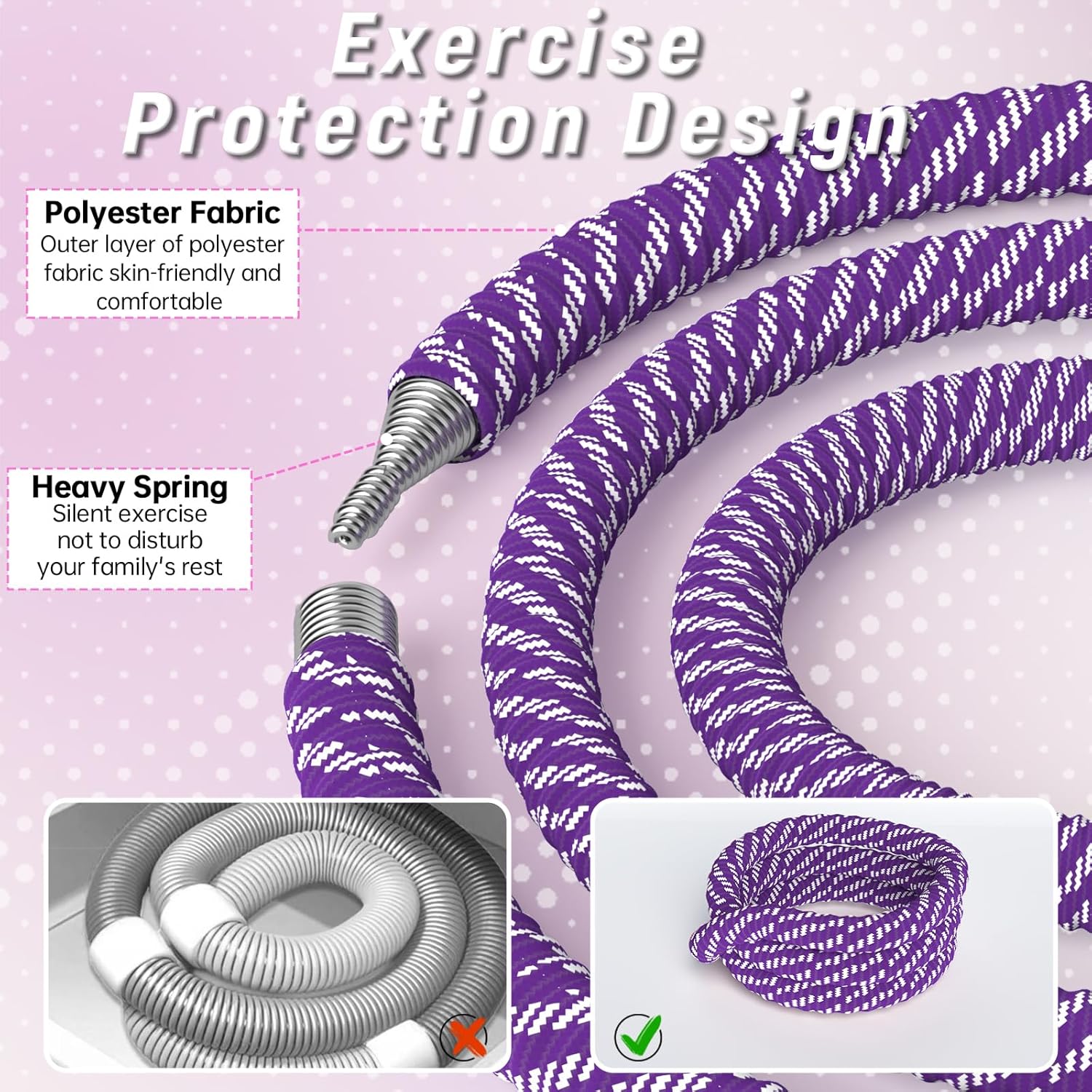 3.4/4.1/5 LBS Soft Spring Weighted Hoop for Adults, Quiet & Pinch-Proof Design, Portable Fitness Infinity Hoop with Body Tape Measure, Exercise Hoop for Core Workout
