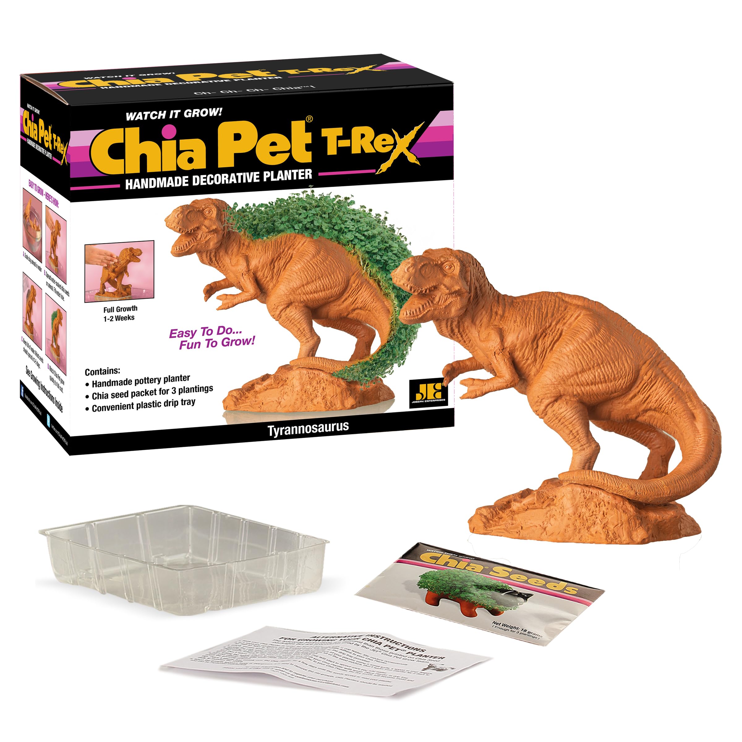 Chia Pet T-Rex - Tyrannosaurus with Seed Pack, Decorative Pottery Planter, Easy to Do and Fun to Grow, Novelty Gift, Perfect for Any Occasion