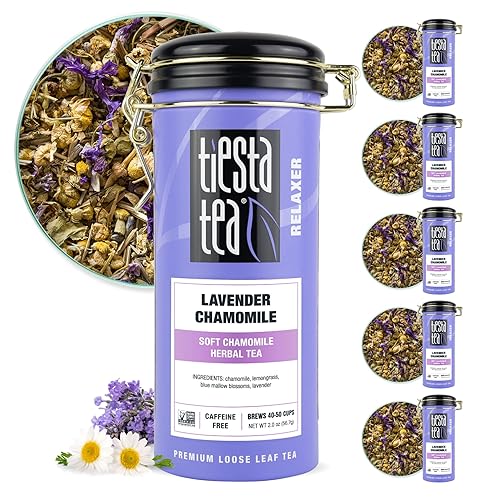 Miniatura 12 de Tiesta Tea - Lavender Chamomile - Tisana suave de manzanilla, hojas sueltas, hasta 50 tazas, se puede hacer caliente o frío, sin cafeína, lata