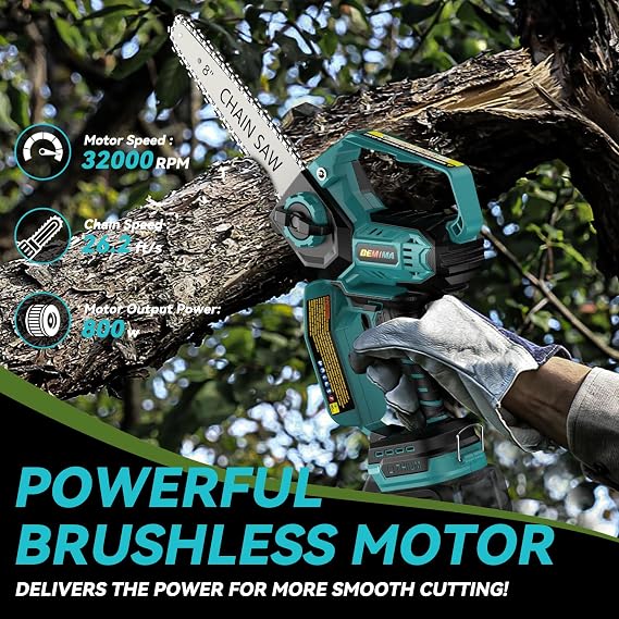 Mini Chainsaw for Makita Battery, 8-Inch and 6-Inch 2-IN-1 Cordless Electric Chain saw with Brushless Motor and Auto-Oiler, 800W Hand Mini Chainsaw for Tree Pruning Wood Cutting(No Battery)