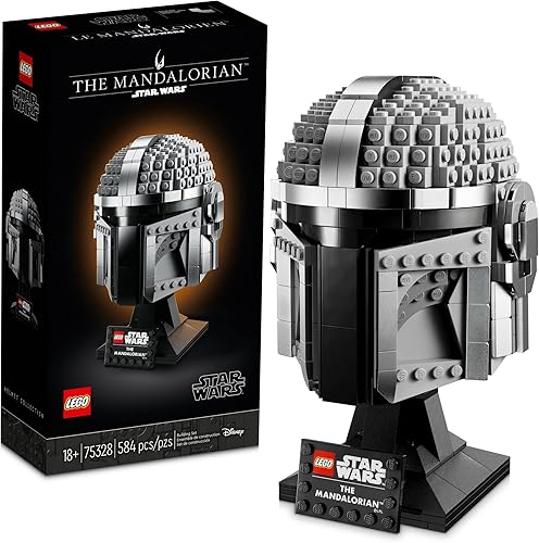 LEGO Star Wars The Mandalorian Helmet 75328 Kit de modelo para construir, juego de decoración coleccionable para adultos, hombres, mujeres, mamá,