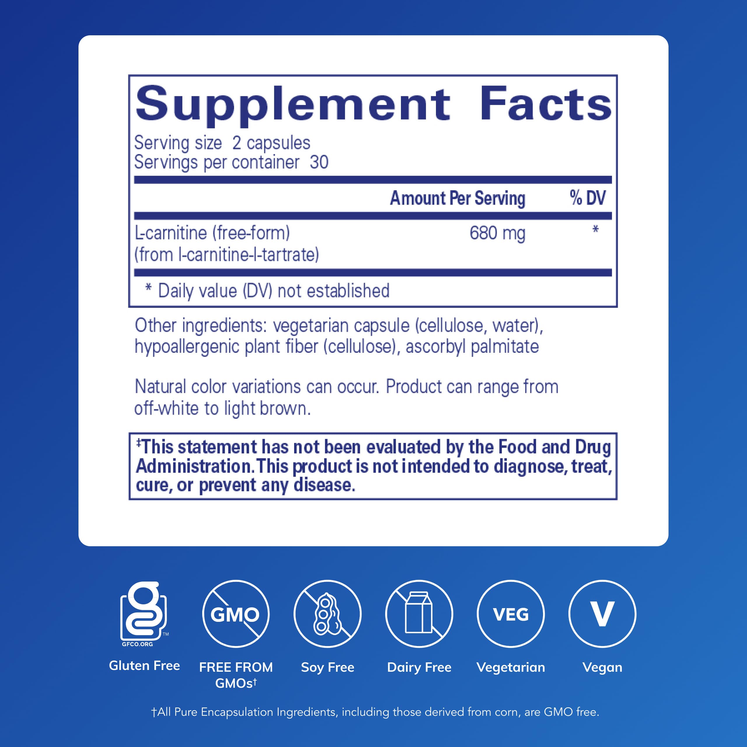 Amazon.com: Pure Encapsulations L-Carnitine | Hypoallergenic Supplement for  Cardiovascular and Endurance Support