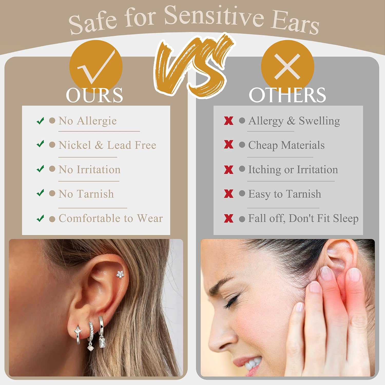 MILACOLATO 4 Pairs Silver Earrings for Women, 14K Gold Filled/Sterling Silver Filled Small Stud Hoop Earrings Set for Multiple Piercing, Hypoallergenic Cartilage Huggie Earrings Stacks Trendy Jewelry Gifts - Image 5