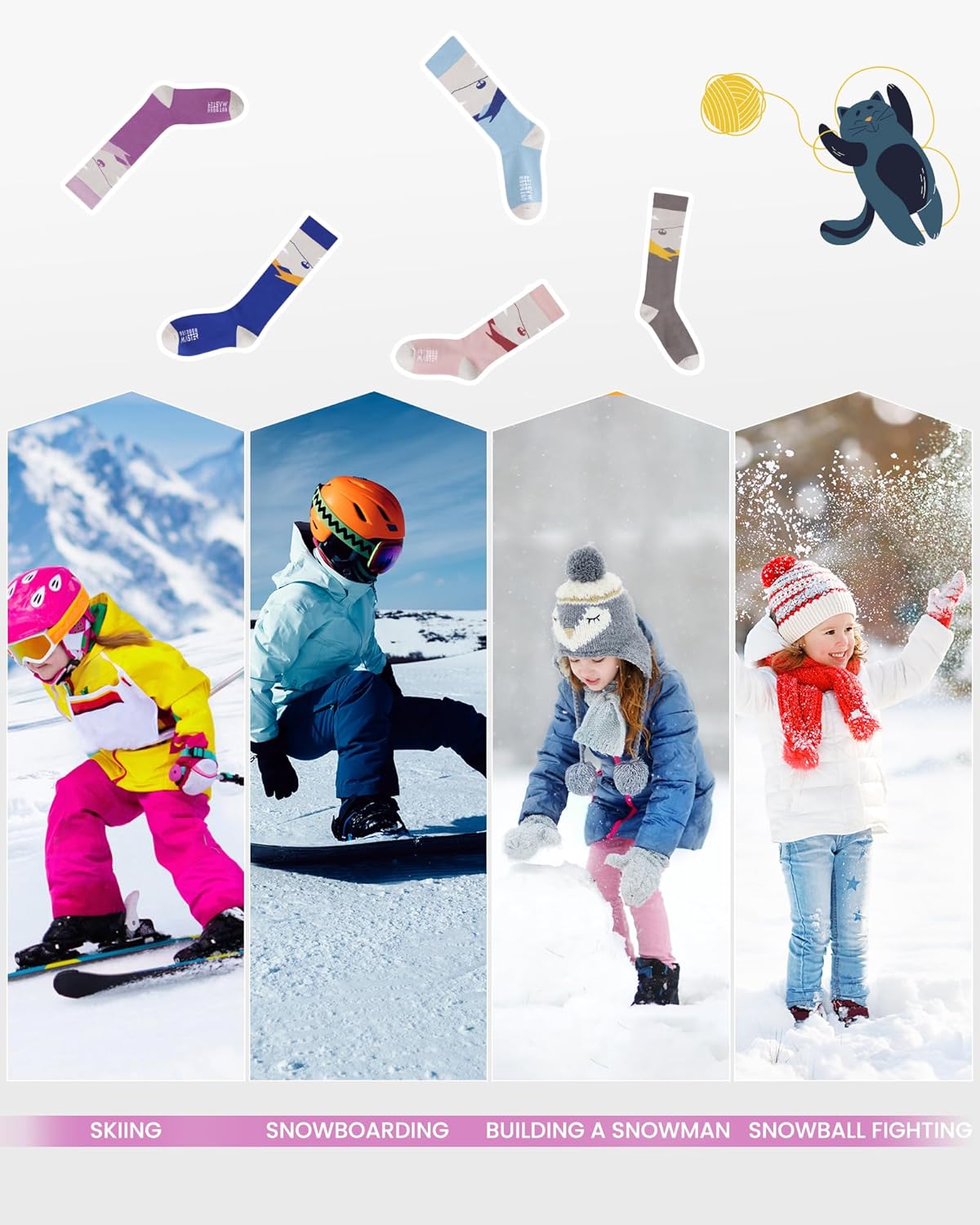 OutdoorMaster Ski Socks, Snowboarding Socks for Boys & Girls, Thermal Winter Warm & Breathable, Over The Calf Non-Slip Cuff - Image 6