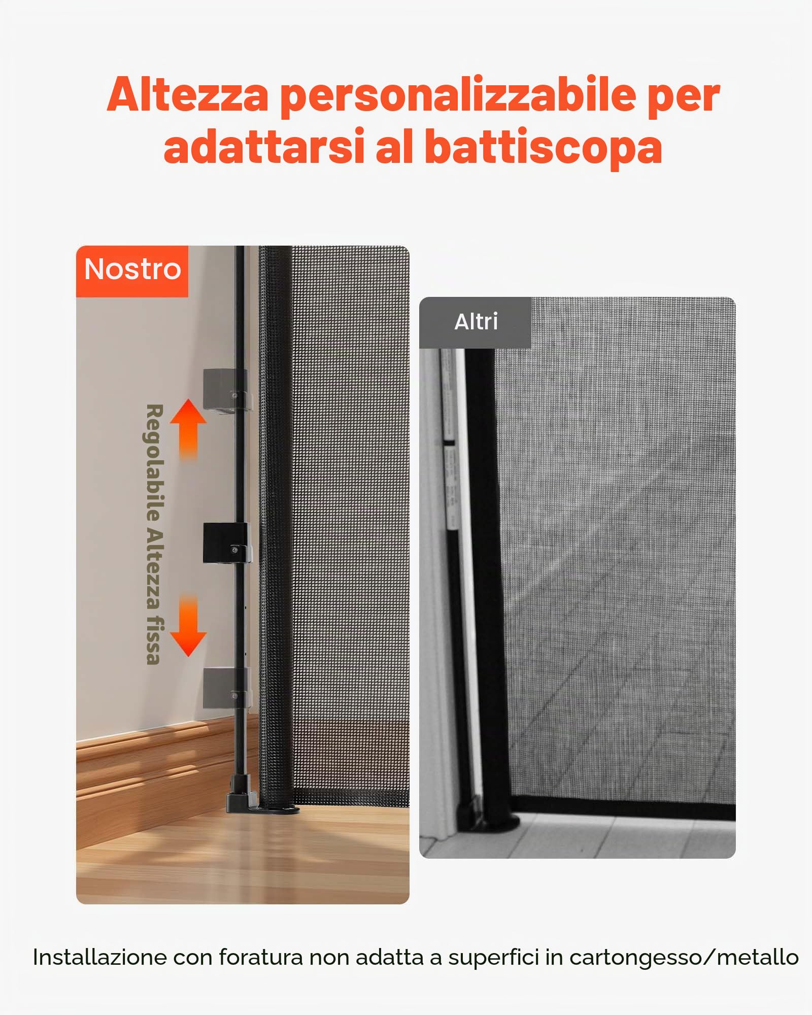 VEVOR Cancelletto Retrattile, Estensibile Fino a 3100 mm di Larghezza, 795 mm di Altezza, con Strisce in Fibra di Vetro Rinforzata, Impedisce che Si Infilino, Cancelletto in Rete per Cani, Nero