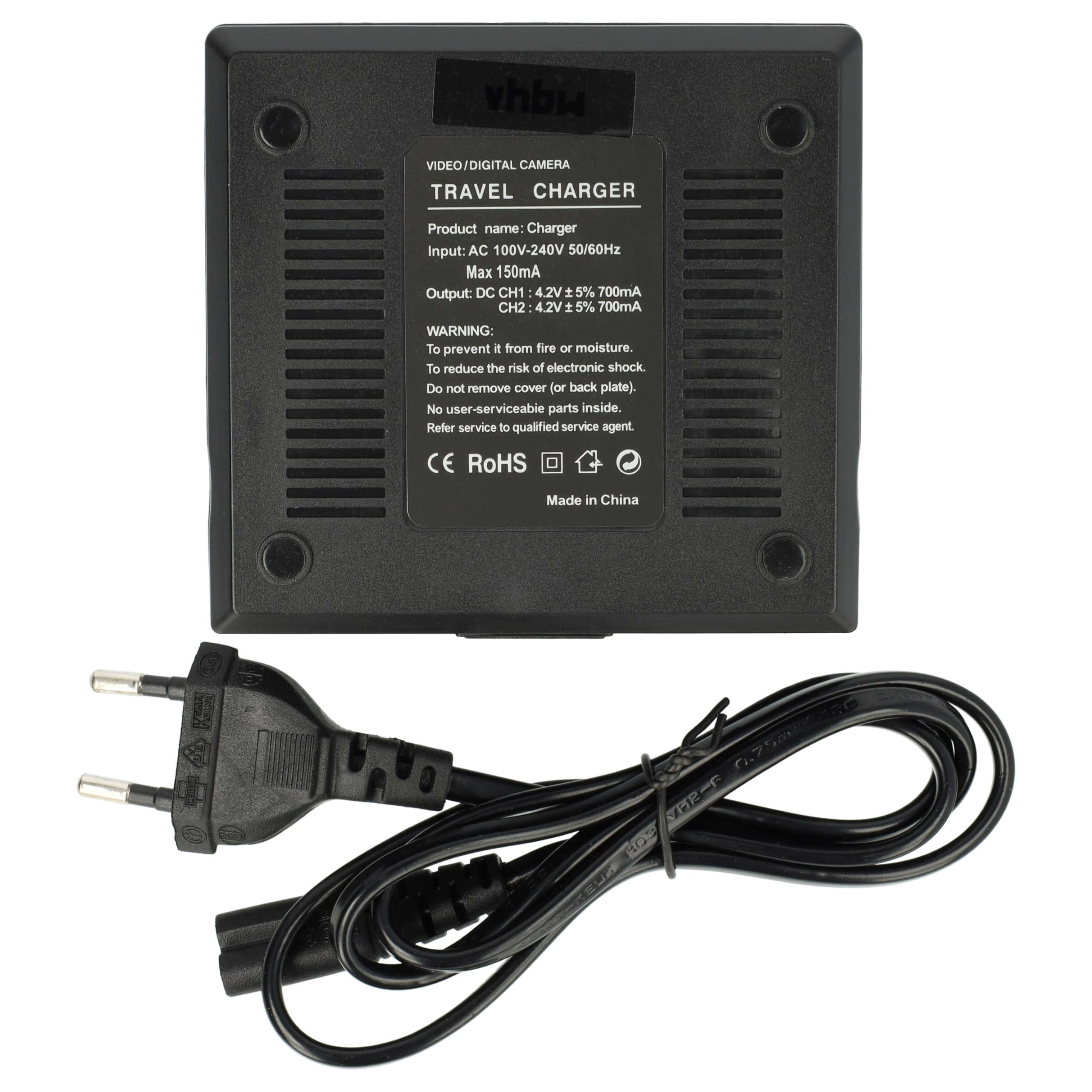 vhbw Podwójna ładowarka kompatybilna z JVC BN-VG107, BN-VG107U, BN-VG107US, BN-VG108, BN-VG108E, BN-VG108U Camcorder Action Cam-Akku - stacja ładowania