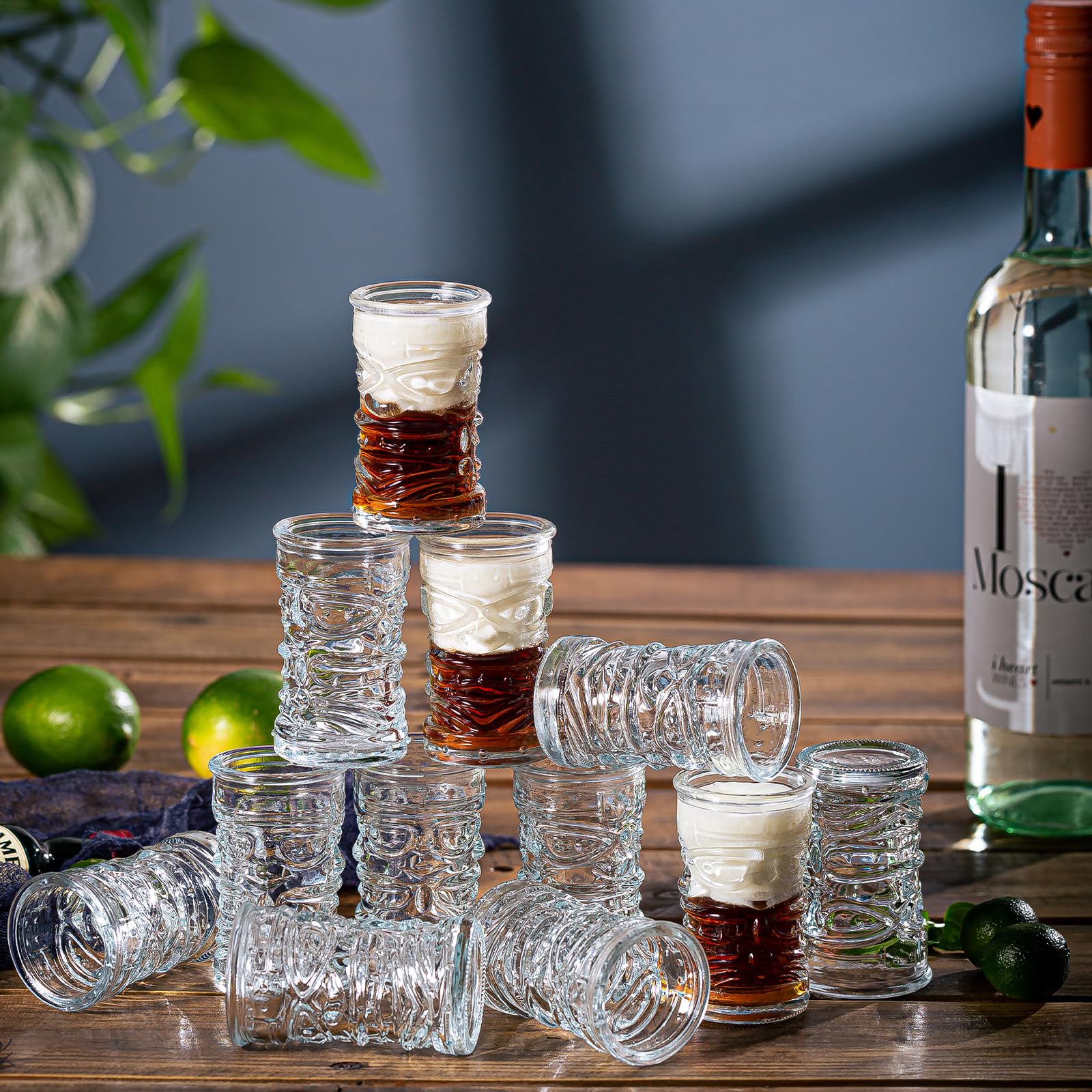 Juego de 16 vasos de chupito de 2 onzas, mini vasos Tiki de 2 onzas, vasos de chupito transparentes a granel, vasos pequeños de chupito de whisky, mini vasos para beber para vodka, tequila,