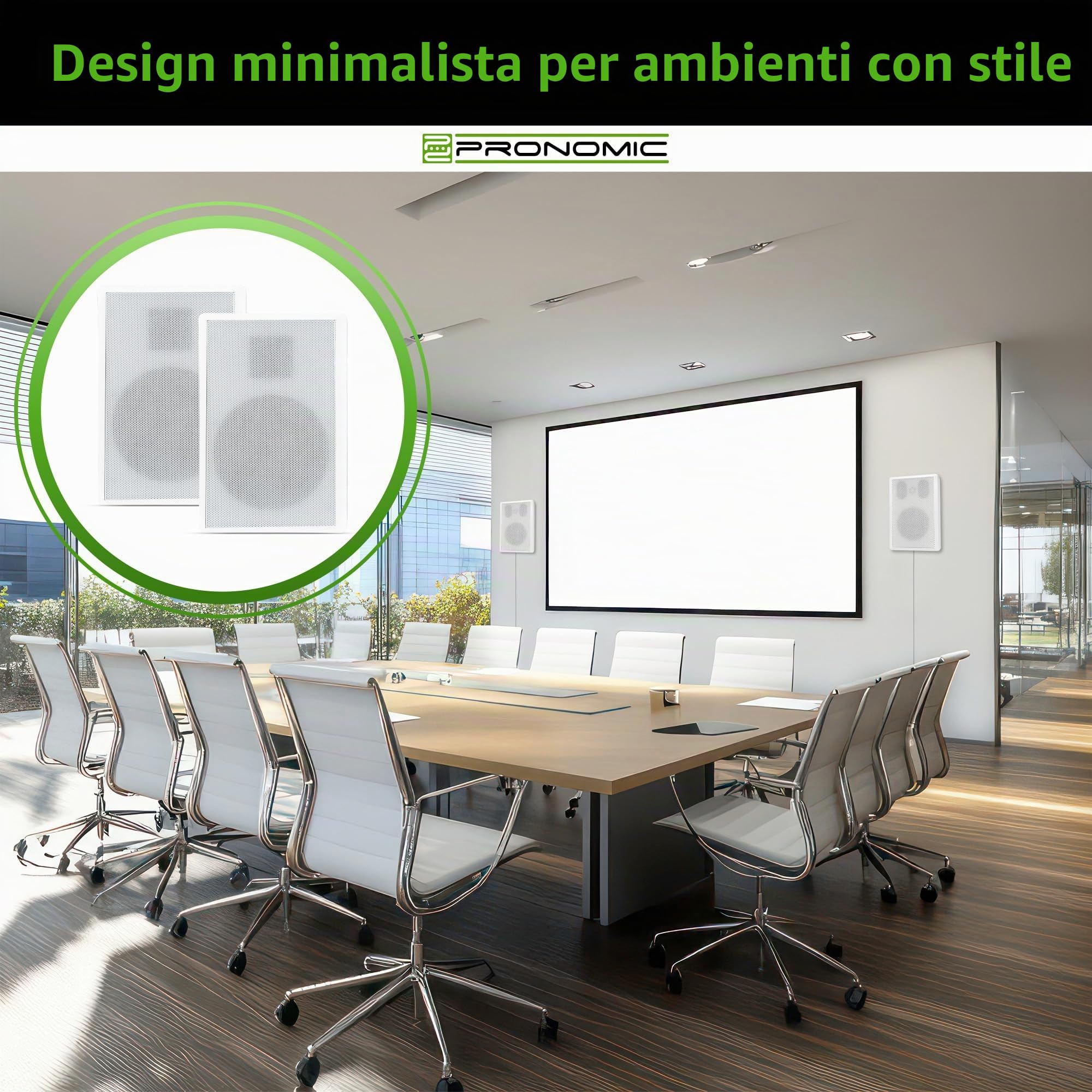 Pronomic FLS-540 WH Coppia Diffusori Flatpanel da Parete Box bianco 2x Set | Diffusori HiFi 2 vie Panel, Ideali per un’elegante installazione fissa a parete, Suono bilanciato, Impedenza: 8 Ohm, 9x3 mm)