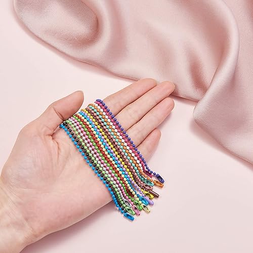 Miniatura 6 de LiQunSweet Cadenas de bolas de hierro de colores arcoíris de 19 colores con conectores soldados para colgar adornos de Navidad, cadena de bolas