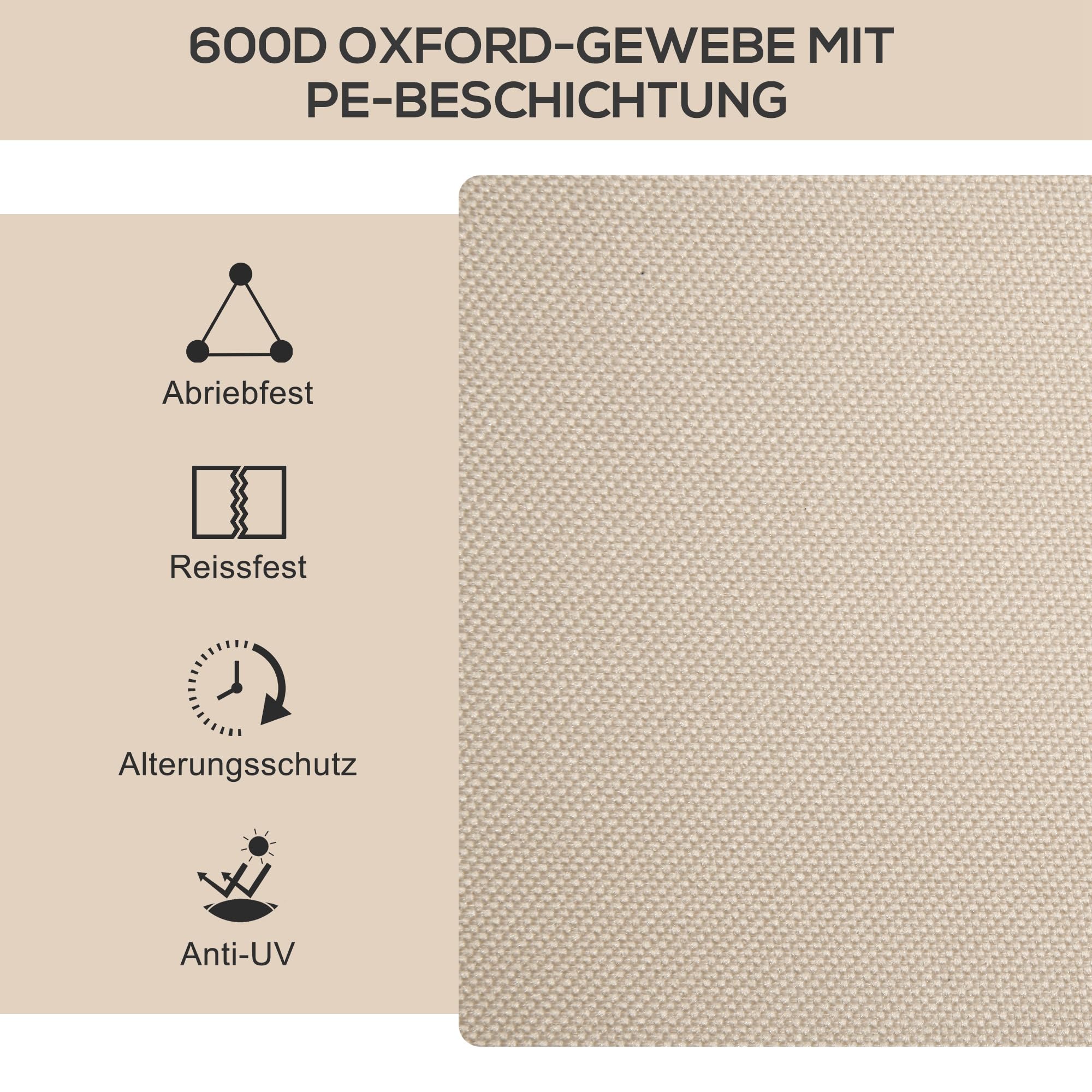 Outsunny Campingstuhl 2er Set Faltbar mit Stahlrahmen Holzoptik Khaki | Gartenstuhl, Klappsessel, Camping Klappstühle, für Pool, Strand, Oxford