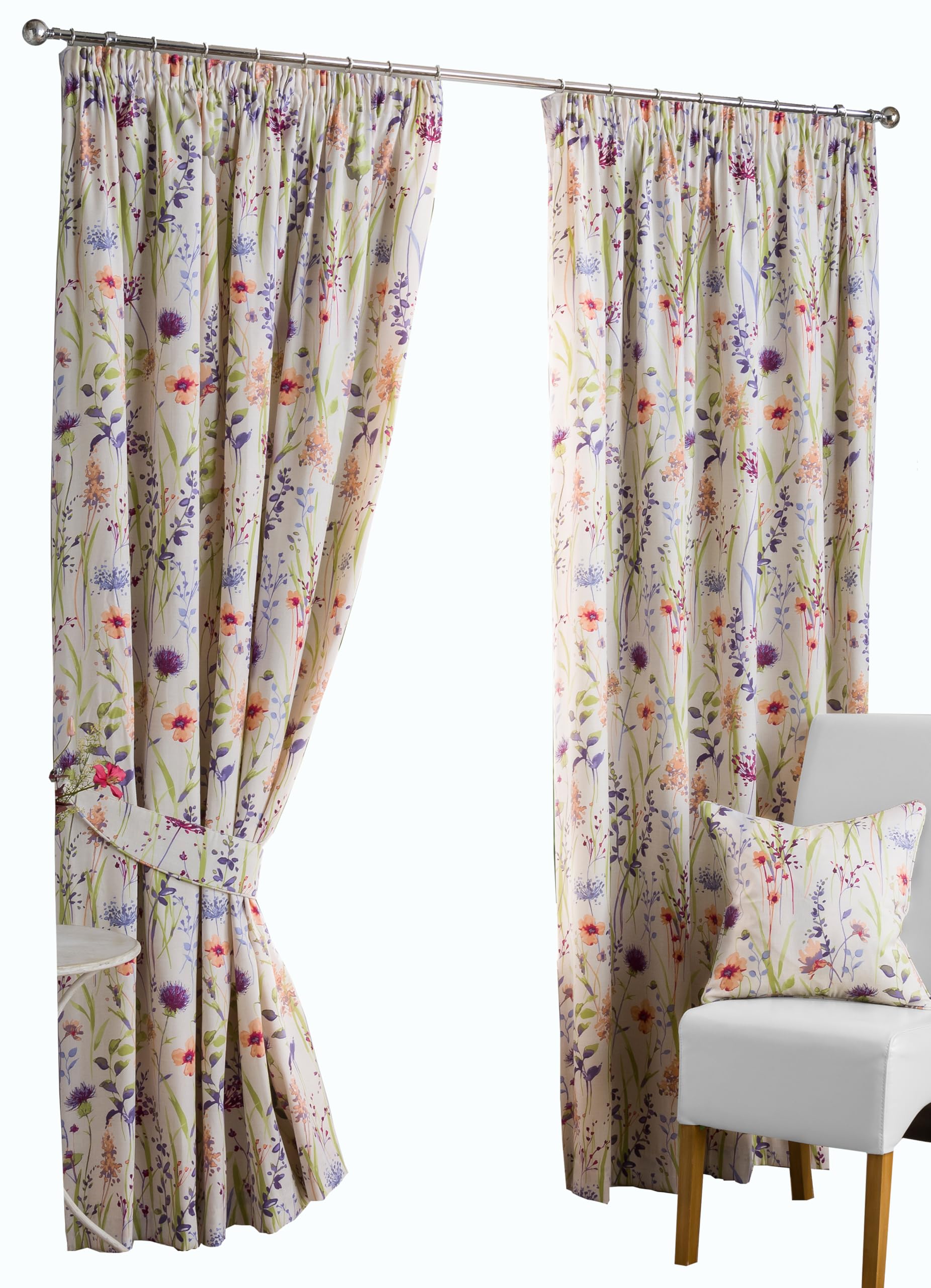 Silverthorn SOFT FURNISHINGS - DEVONSHIRE - PRINTED LINED CURTAINS – 75mm TAPE TOP PENCIL PLEAT – Poly/Cotton (117 x 183cm / 46”x 72”)