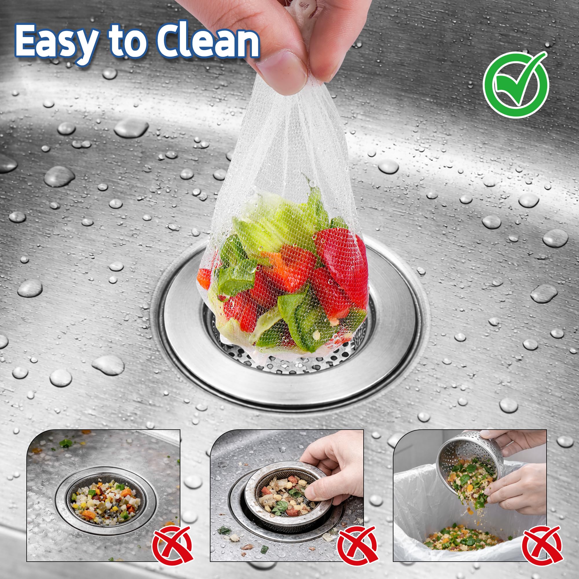 300 Pack Disposable Mesh Sink Strainer Bags,Kitchen Disposable Drain Covers,Sourdough Drain Catcher,Effectively Trap All Dirt and Prevent Blockage of The Drainage Pipe - 5