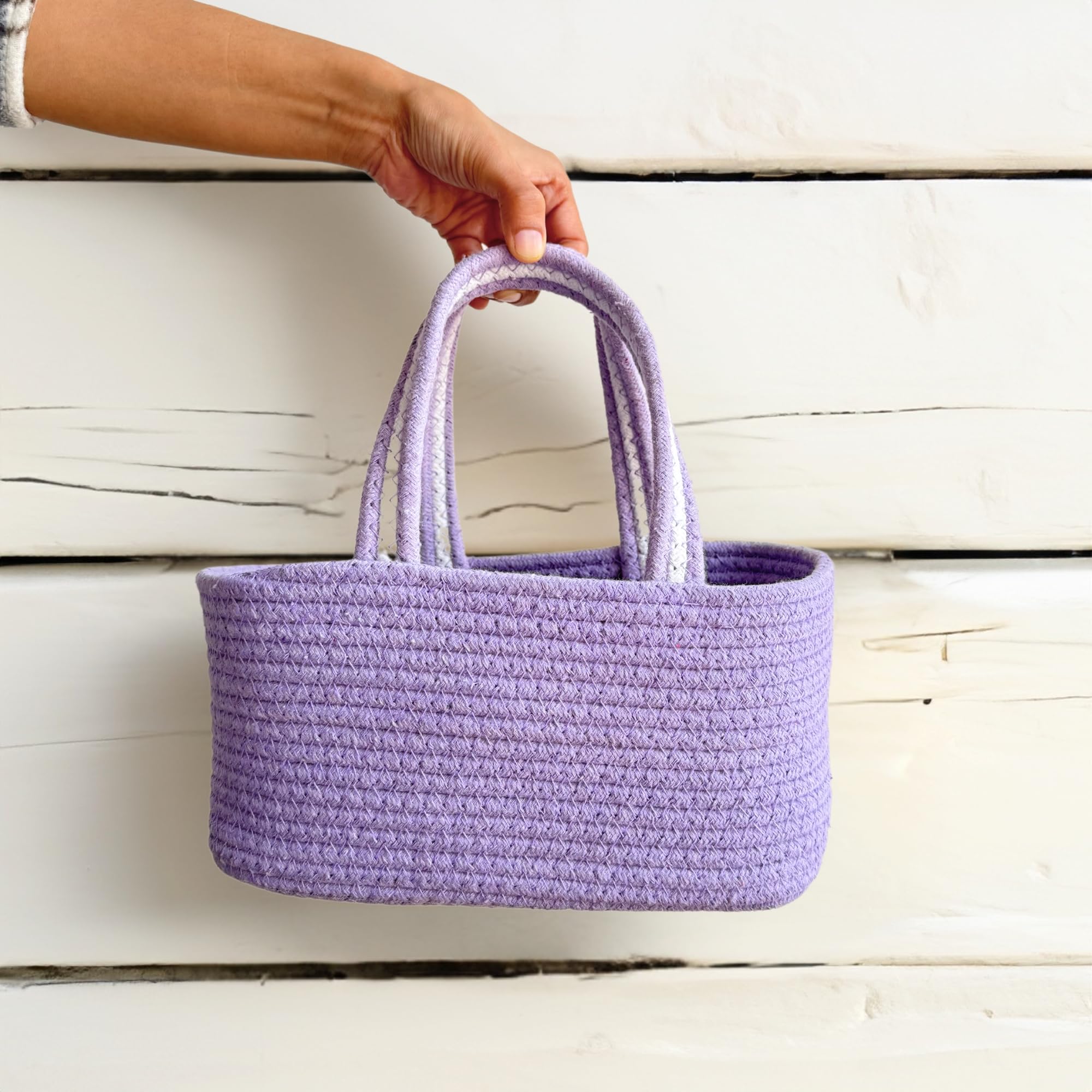 JASMEY HOMES Storage Basket Multipurpose Use for Kitchen Organizer Items and Storage | House Warming Gifts for New Home (2, Lavender & Aqua) 2