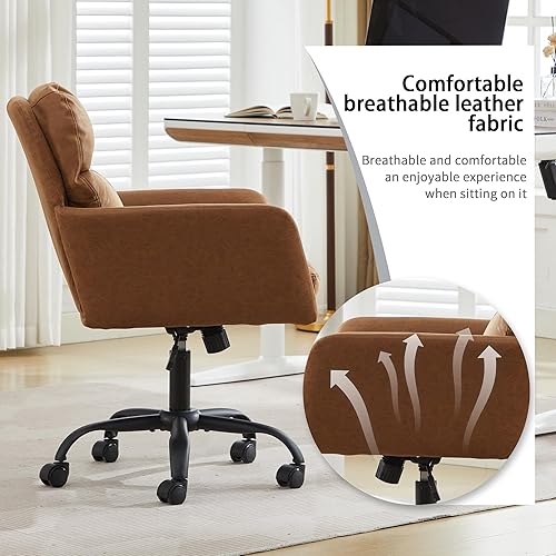 Miniatura 5 de YITAI Silla de escritorio ajustable para oficina en casa con cómodo respaldo cuadrado medio, sillón tapizado giratorio de piel sintética de 360