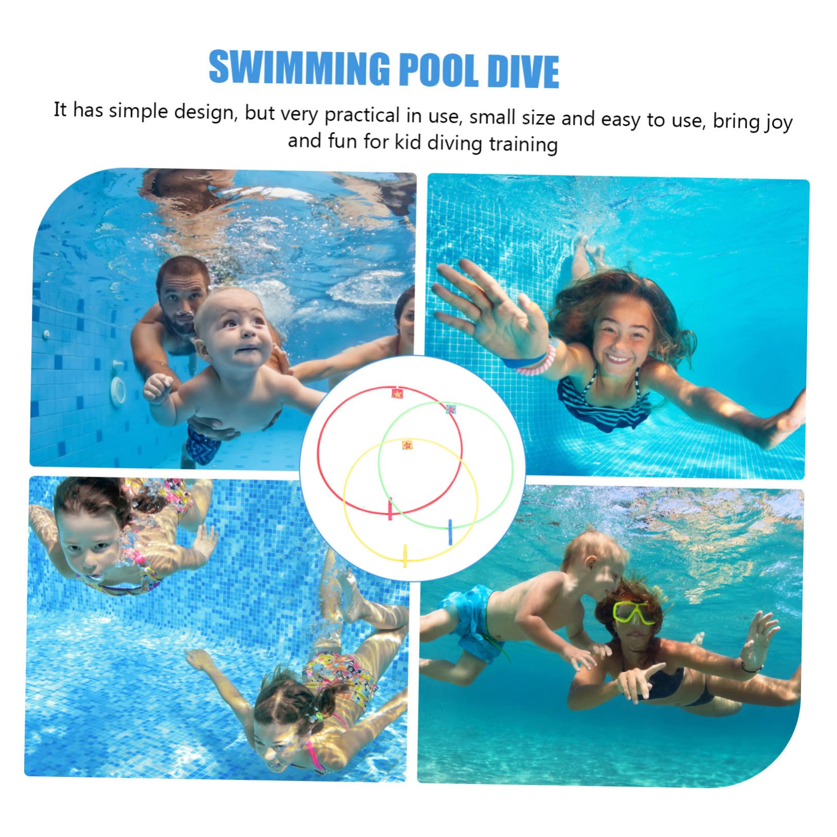 GALPADA 3pièces Anneaux de Plongée pour Piscine et Cerceaux Entraînement Jouets de Piscine Ludiques et Résistants à Usure