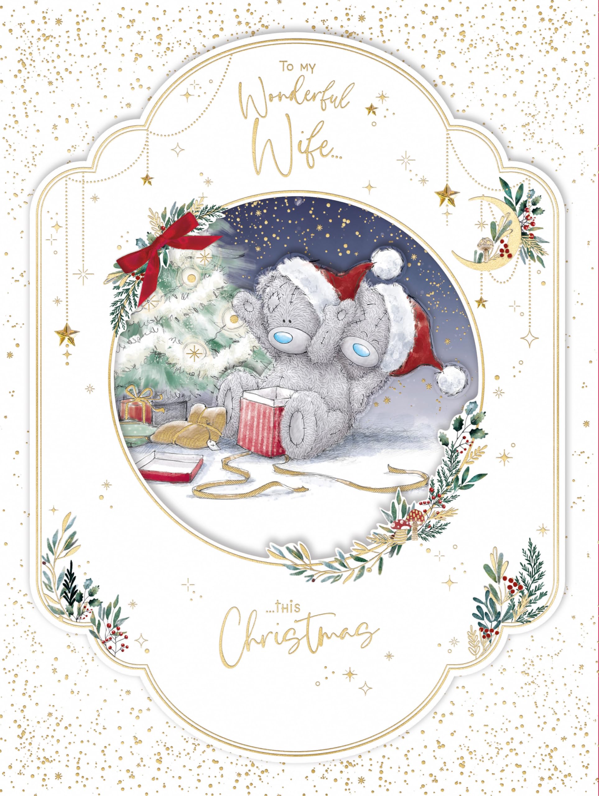 Me To You Tatty Teddy Large Luxury Boxed Handmade Christmas Card To My Wonderful Wife 9x12ins - Official Collection