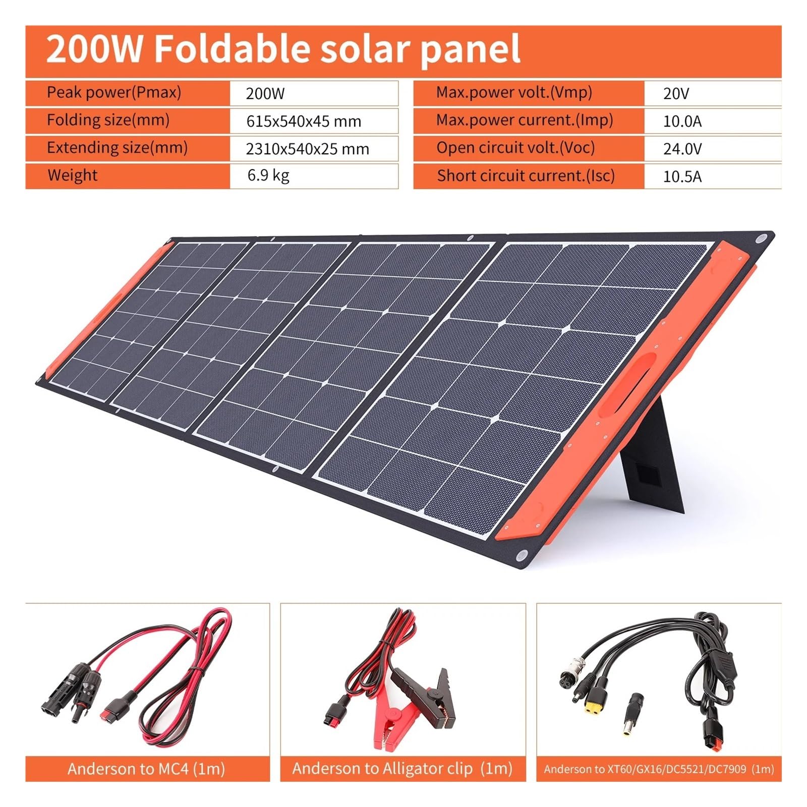 100 W-200 W Składany Panel Słoneczny Zewnętrzny Przenośny Akumulator 12 V Do Przechowywania Energii Słonecznej Zestawie Z USB Typu - C Idealny Wynik(200W 20V)
