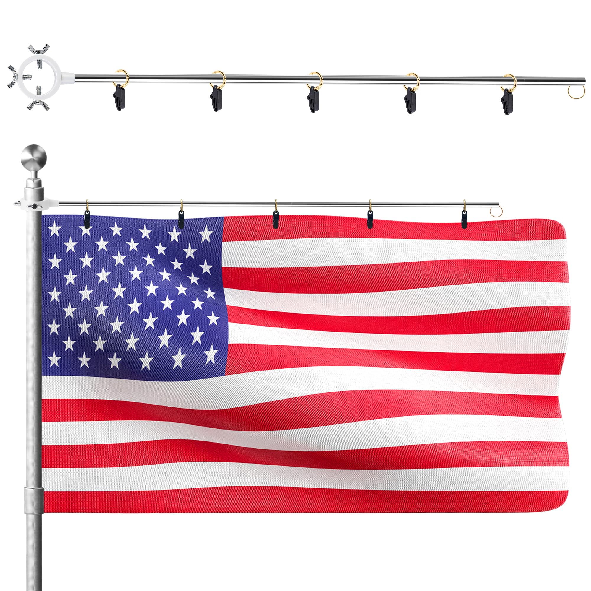 Photo 1 of ** MISSING PARTS*****07/24 SOLD FOR PARTS // FINAL SALE *** EBaokuup Anti-Wrap Flag Stabilizer, Non-Tangle Flagpole Straightener Rod for 0.7 to 1.4 Inch Poles, Heavy Duty Aluminum Flag Detangler & Weight Accessories to Keep Flag Neat in High Wind