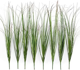 8 Bundles Artificial Grass Plants Outdoor Tall Faux Shrubs Greenery Stems Fake Onion Grasses Whea...