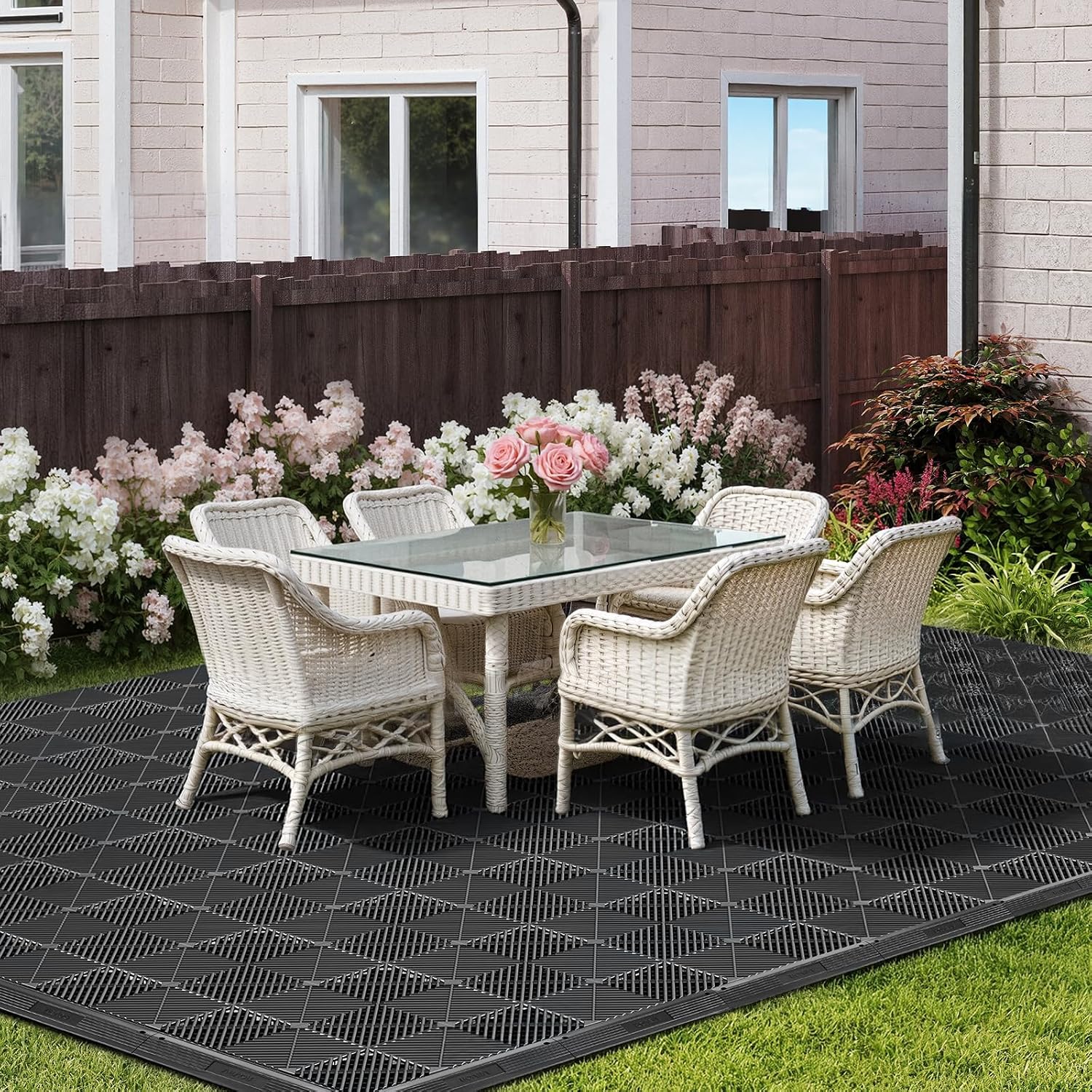 VEVOR Transition Edge Kit, 11-Piece, Durable Straight Garage Floor Edging, PP Material, Easy Installation, Only Compatible with VEVOR Drainage Mats, Black, Male