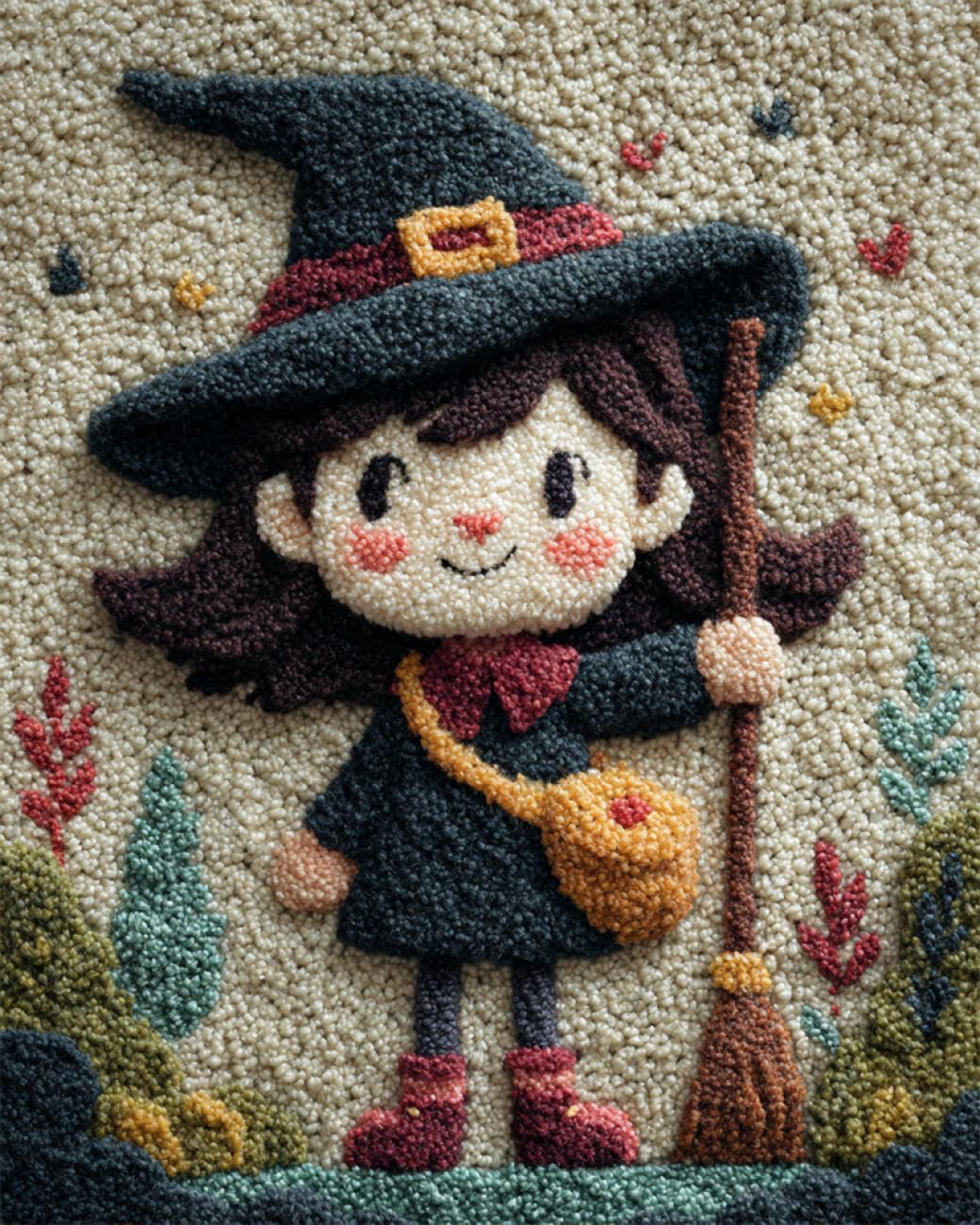 AxiangziK DIY Rug Making Kit Cartoon Girl Latch Hook Rug Making Kit DIY Craft Set Tapestry Cushion Pre-Printed Patterns 23x35in