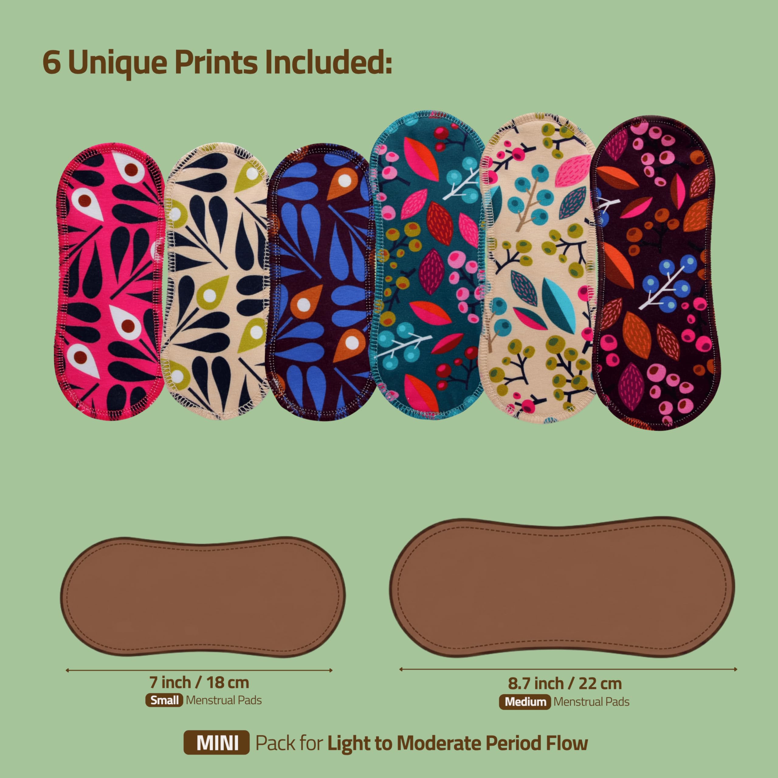 Compresas reutilizables en algodón orgánico para flujo ligero (S+M, 6 uds.); lavables a alta T°, HECHAS EN LA UE; suaves y no irritantes, compresas de tela para una higiene menstrual cómoda de mujeres - 3