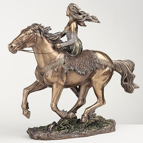 Miniatura 3 de VERONESE DESIGN 9 1/4 pulgadas Rhiannon Epona Diosa celta en caballo resina fundida en frío bronce acabado estatua