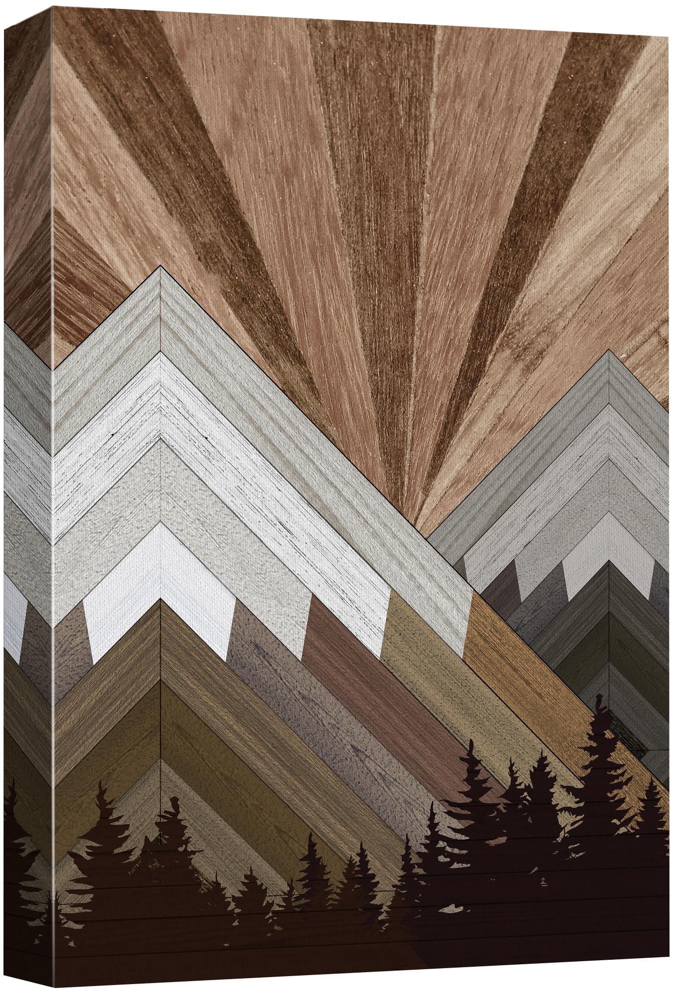 wall26 Canvas Print Wall Art Western Decor Brown Wood Panel Snowy ...