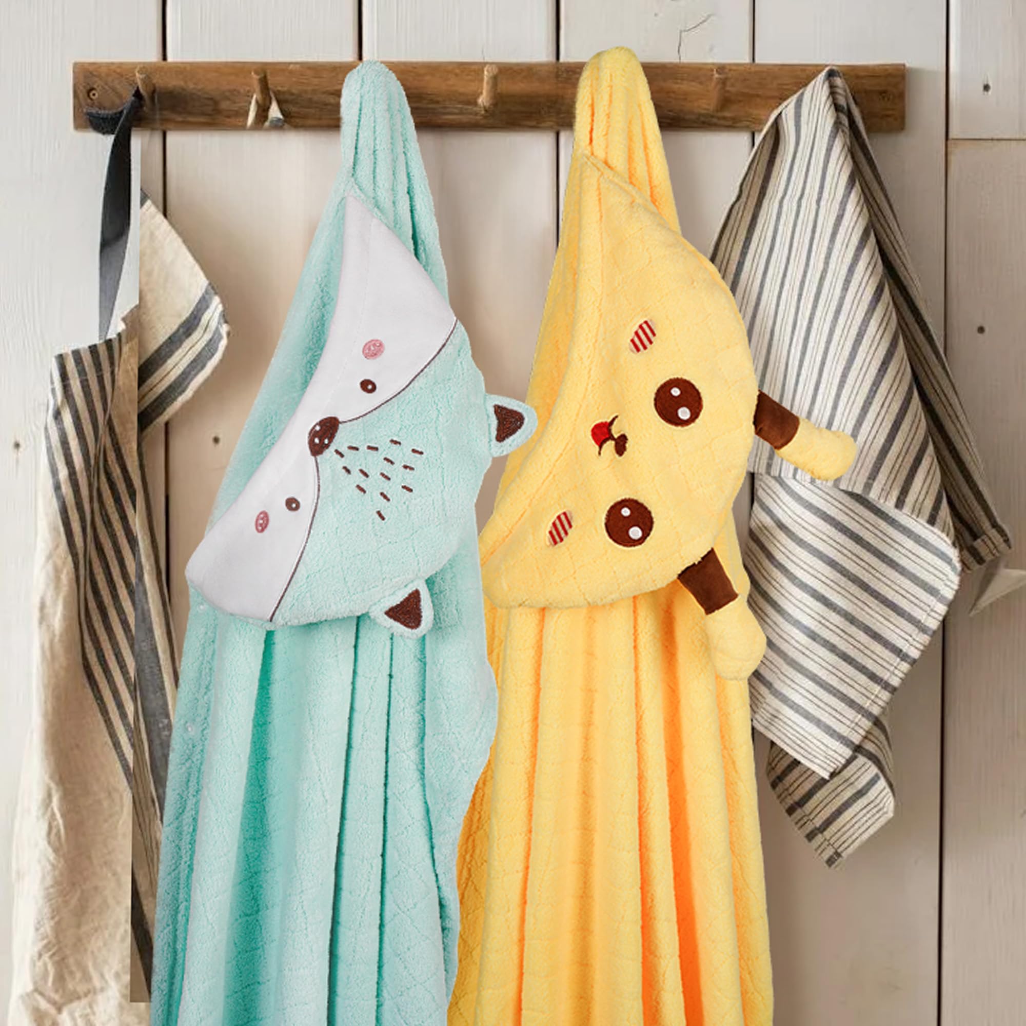 Toallas para niños pequeños con capucha, toalla de baño con capucha, toallas de bebé para niños y niñas de 0 a 5 años, paquete de 2 toallas de baño gruesas y absorbentes, toalla de playa