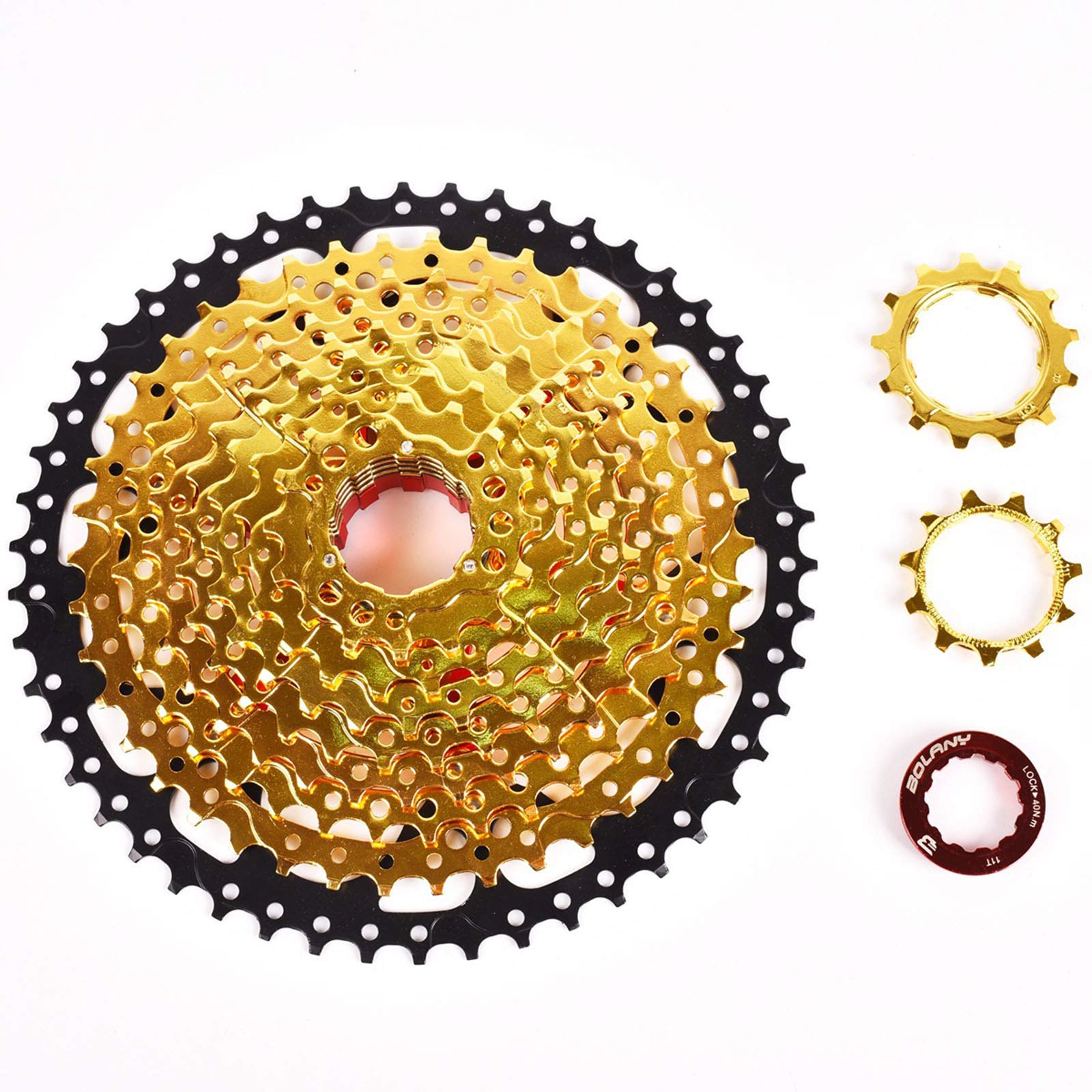 Cassetta per Bicicletta in Oro, 10 velocità 11-42T / 11-50T per pignone per Cassetta per Bicicletta Accessorio di Ricambio per Mountain Bike a Ruota Cava,