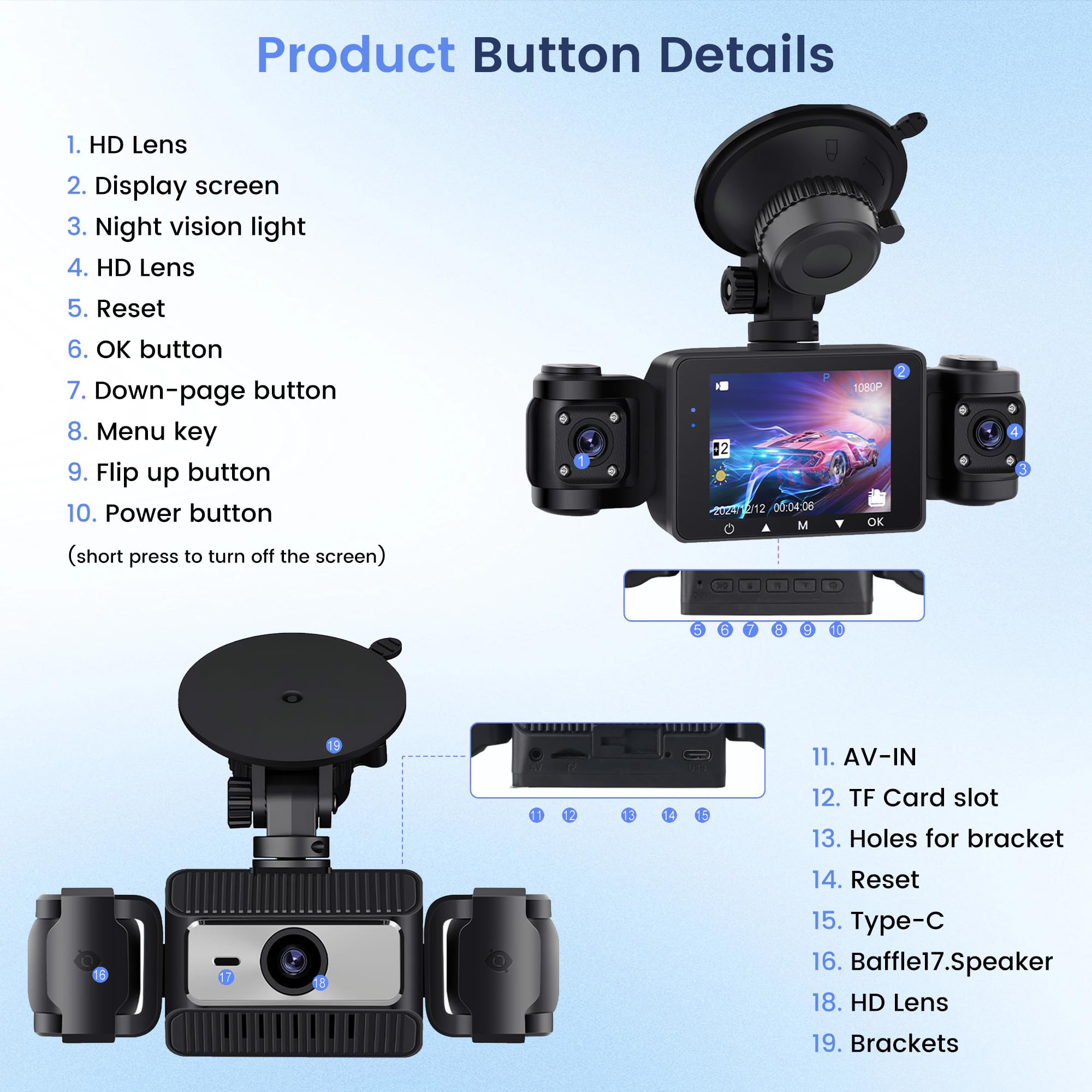 Dash Cam Specchietto Rimoody 4K+1080P, Touch 9.66'', HDR, GPS, WiFi, ADAS, BSD, Visione Notturna, Sensore G