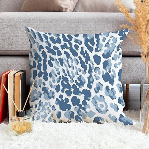Miniatura 3 de Funda de cojín decorativa con estampado de guepardo azul en acuarela, almohada con estampado de leopardo azul con cremallera, decoración de granja