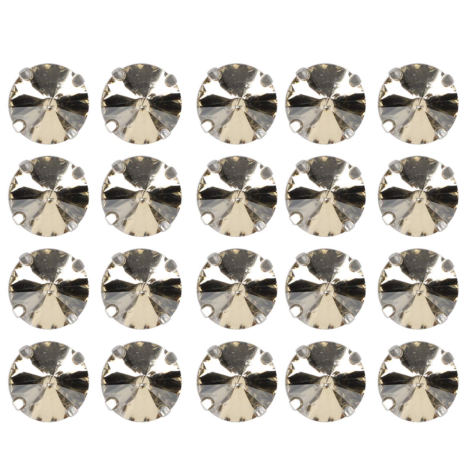 20 Pieces 13 x 18mm Rectangular Glass Claw Diamond Flat Back Crystal DIY Claw Shaped Diamond Wedding Dress Retro Fashion Clothing Decorative Craftsmanship (17mm Light Brown Round Glass Claw Drill)