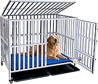 Vista 1 de Jaula grande para perros de 42, 43, 44 pulgadas, plegable, de acero inoxidable, resistente, jaula de metal para perros grandes, medianos y pequeños