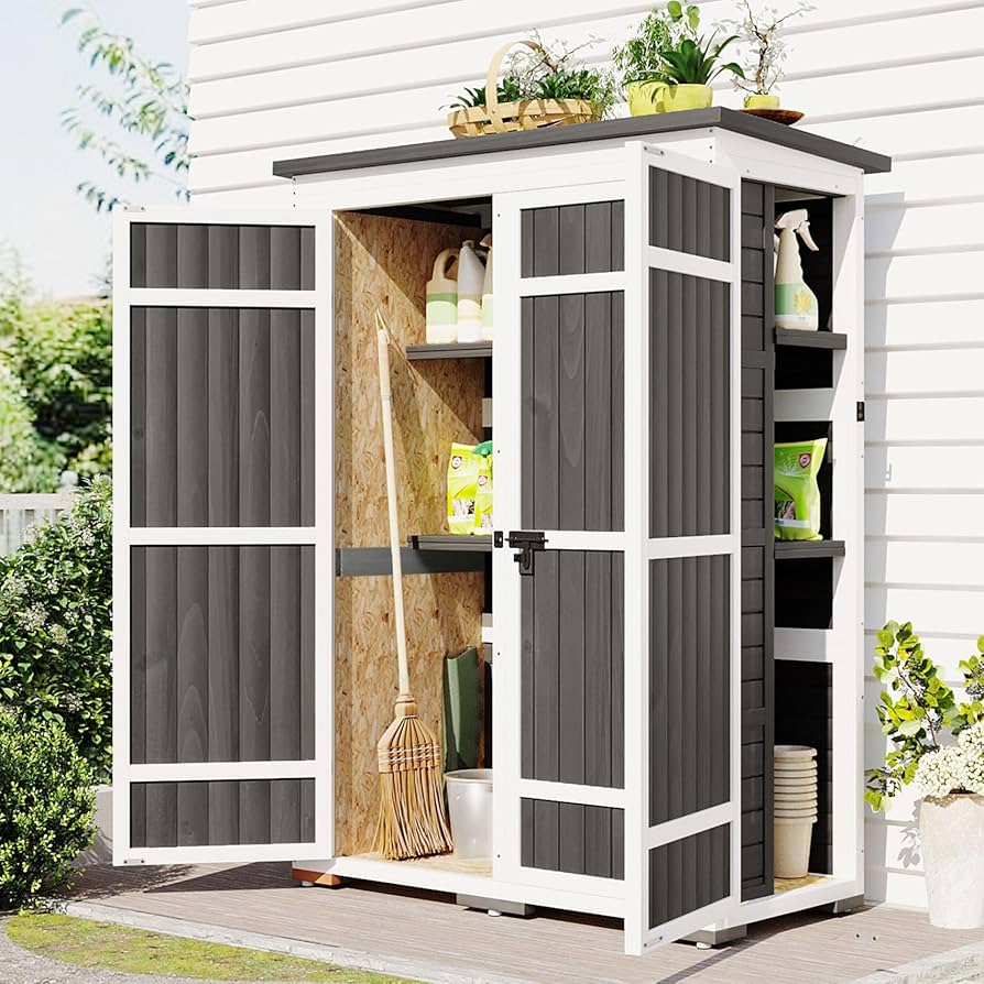 Amazon.com : Merax 5.5ft H x 4.1ft L Outdoor Storage Shed with