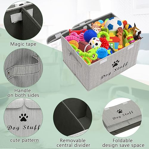 Miniatura 3 de Geyecete Cajas de almacenamiento grandes  Cubos de almacenamiento plegables de tela de lino grandes con tapa y asas para ropa y accesorios para