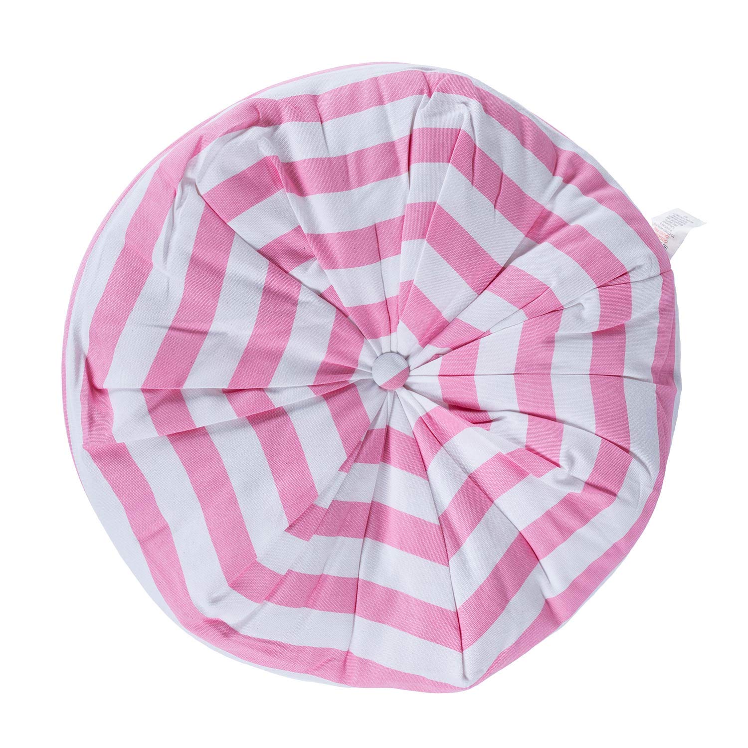 Coussin de sol épais à rayures roses HOMESCAPES Ø 40 cm pour assise confortable