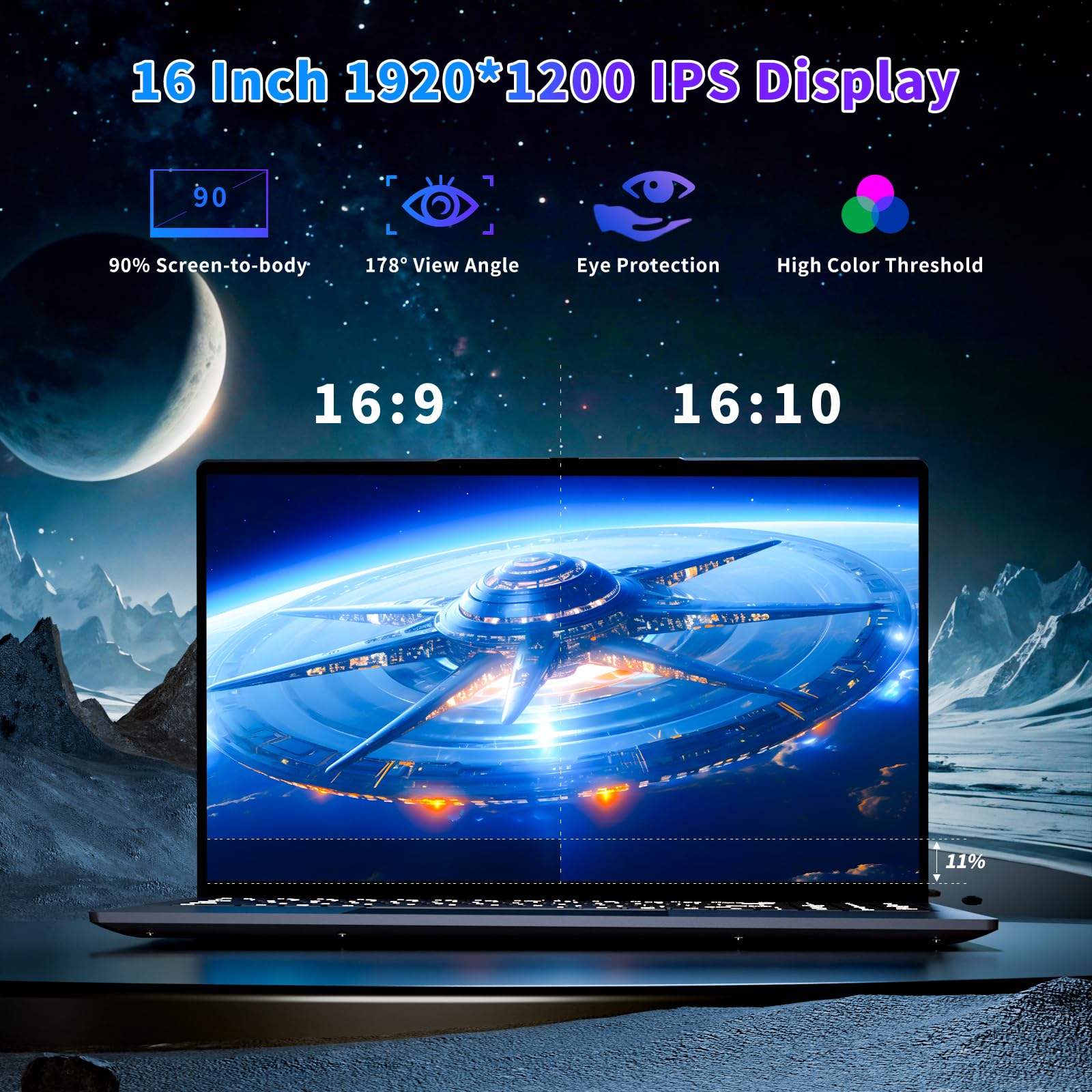 PC Portatile da 16 pollici, Notebook Core i5-8210Y processore 16 GB RAM 512 GB SSD, Laptop con FHD 1920 * 1080, RJ45, tipo C, USB 3.0, Wi-Fi dual band, Bluetooth 5.0, tastiera digitale retroilluminata