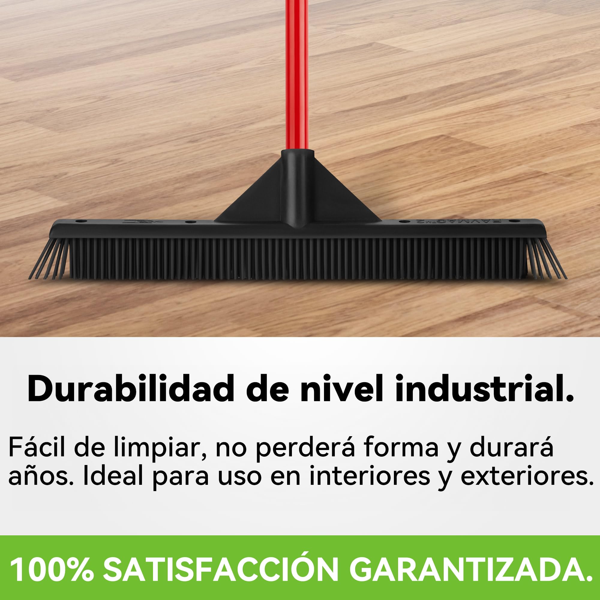 Tyroler Escoba de Goma para Suelo | 40 cm Cabezal de Goma 100% Natural | 140 cm Mango de Aluminio de 4 Piezas para Cepillo Barrer Goma | Escobas para Barrer | Escoba Goma para Suelo